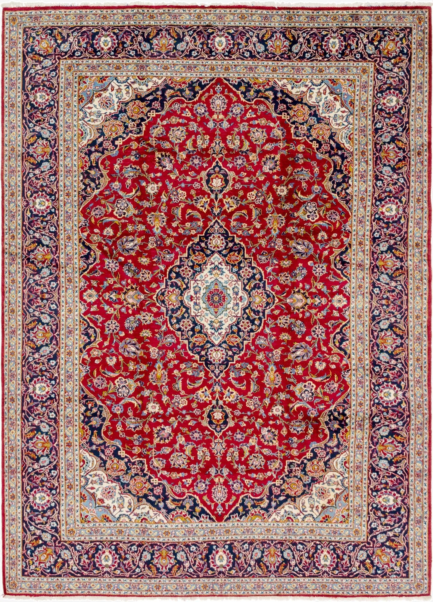  9' 4 x 13' 5  Hand Knotted Kashan Persian Wool Rug