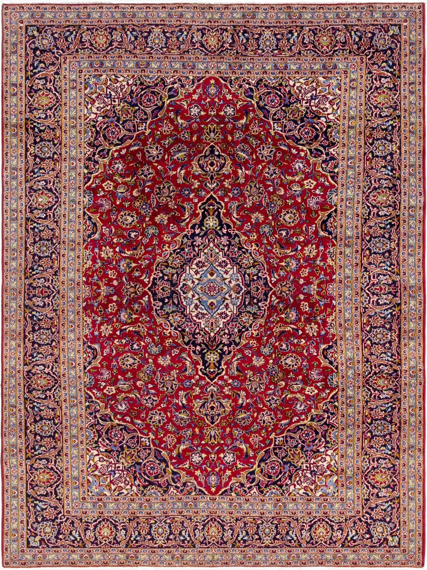  9' 8 x 13' 2  Hand Knotted Kashan Persian Wool Rug