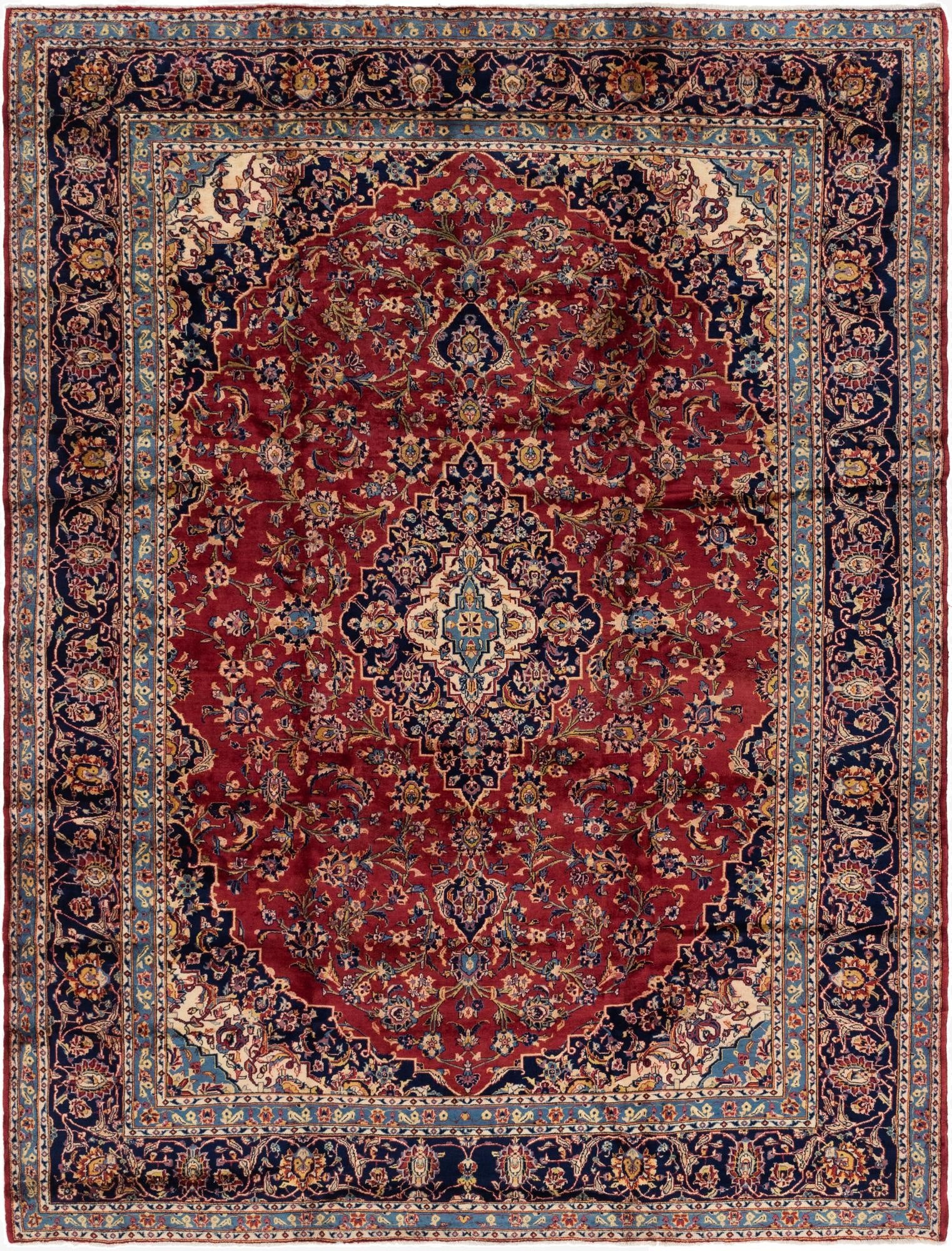  9' 10 x 12' 9  Hand Knotted Kashan Persian Wool Rug