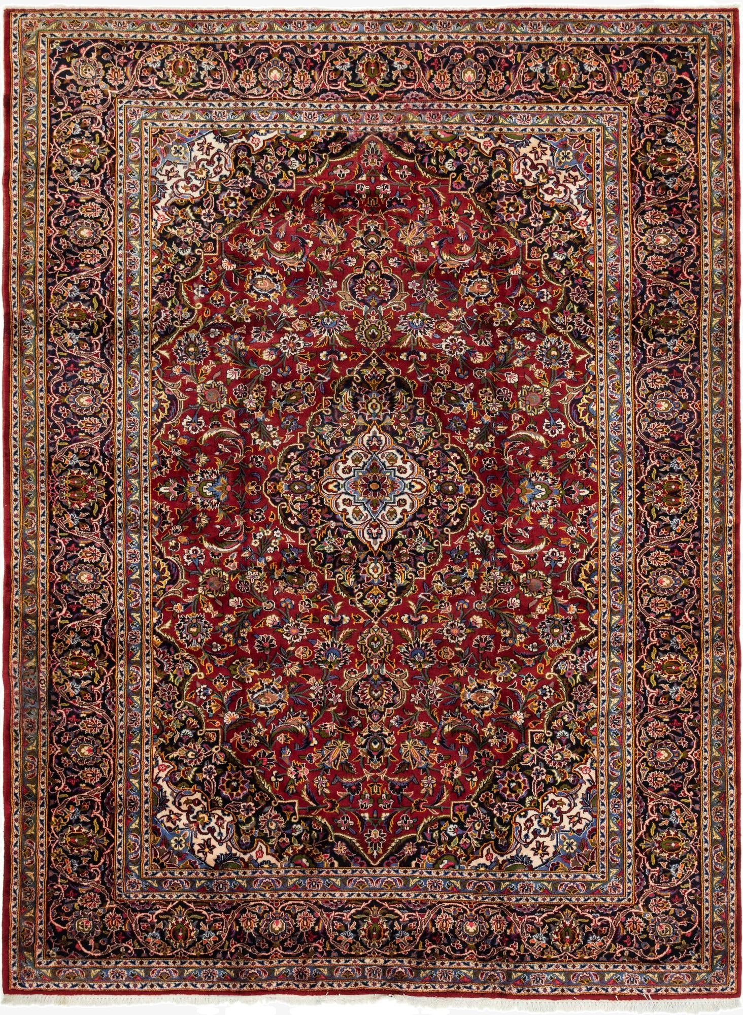  9' 7 x 12' 9  Hand Knotted Kashan Persian Wool Rug