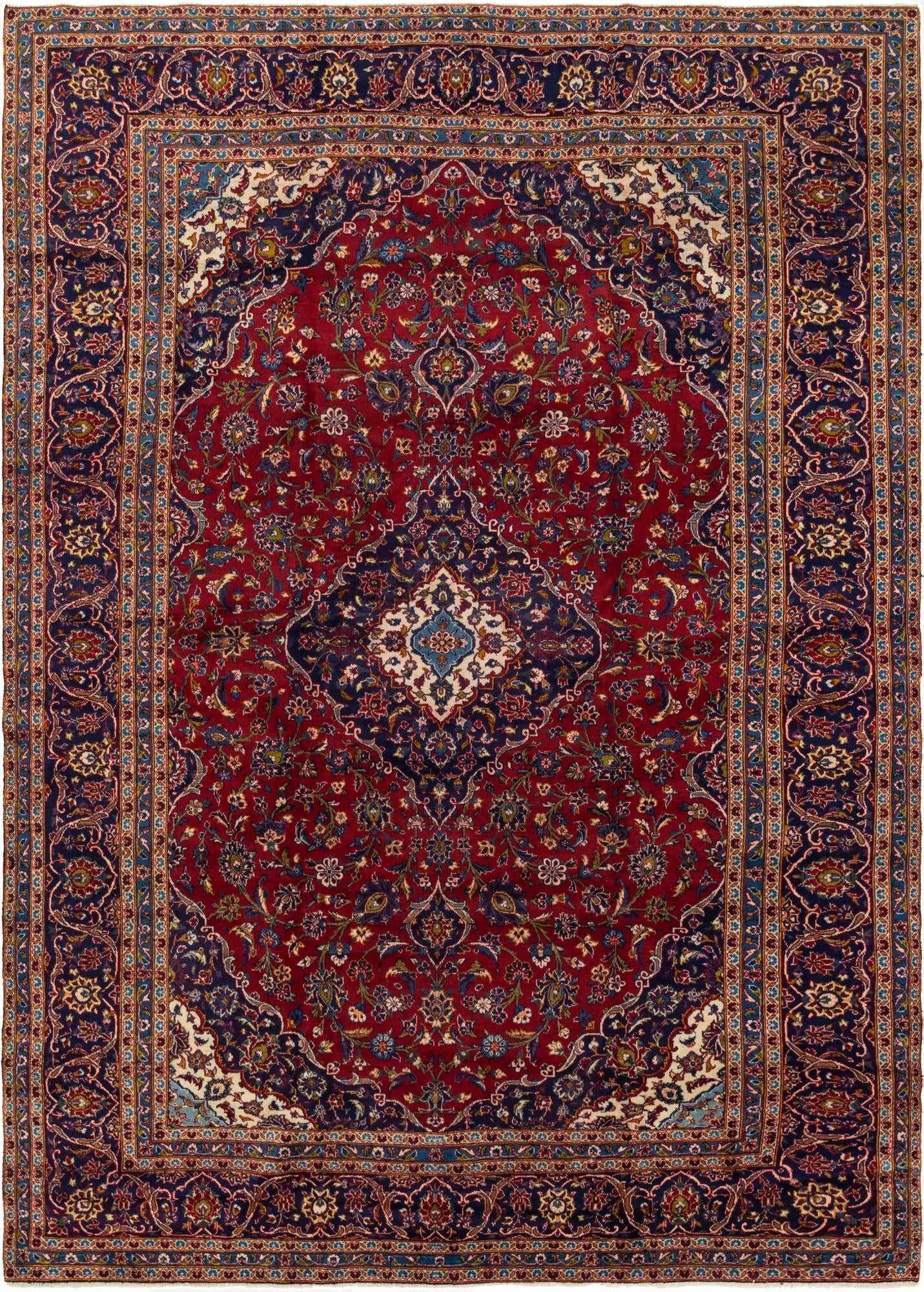  9' 8 x 13' 2  Hand Knotted Kashan Persian Wool Rug