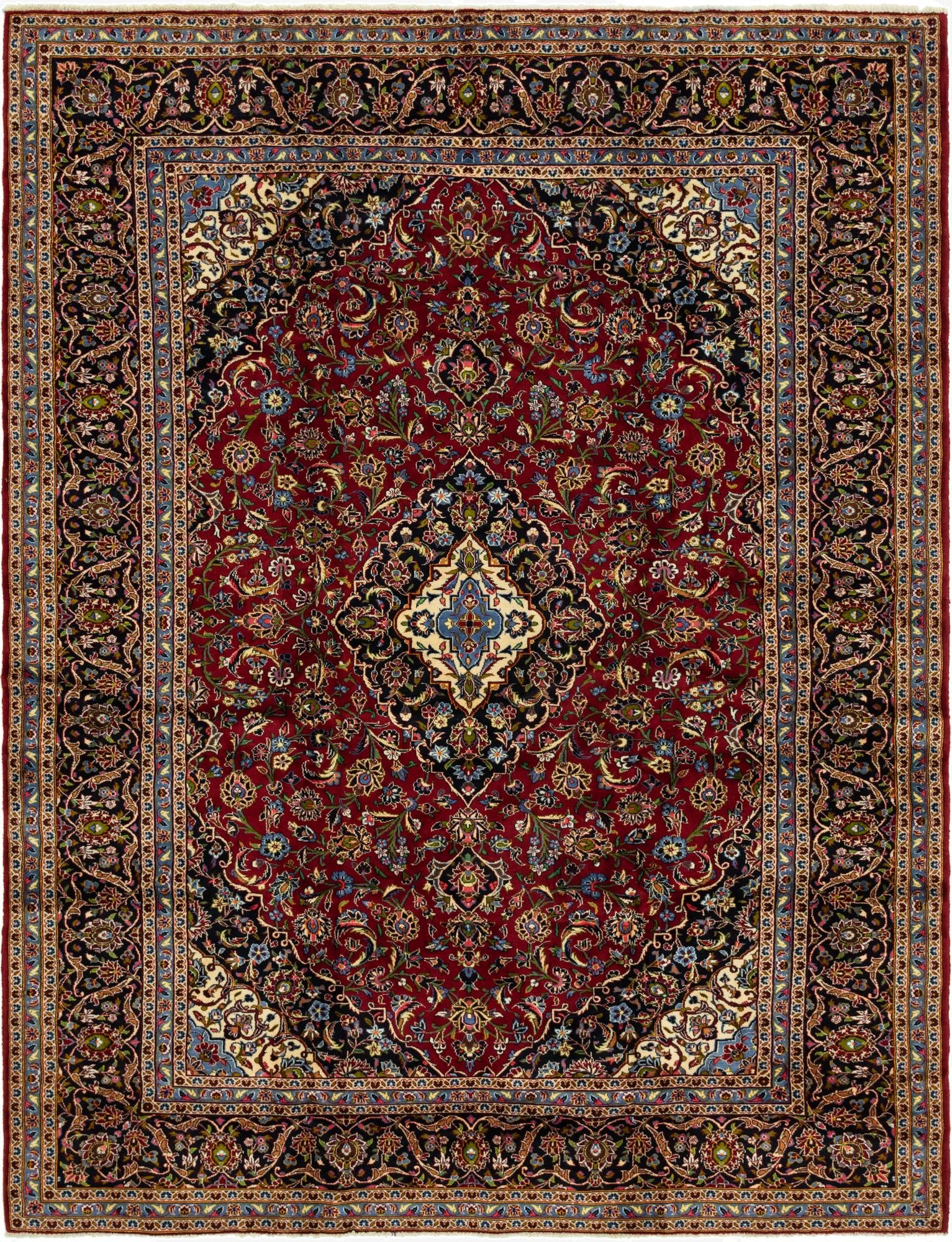  9' 10 x 12' 10  Hand Knotted Kashan Persian Wool Rug