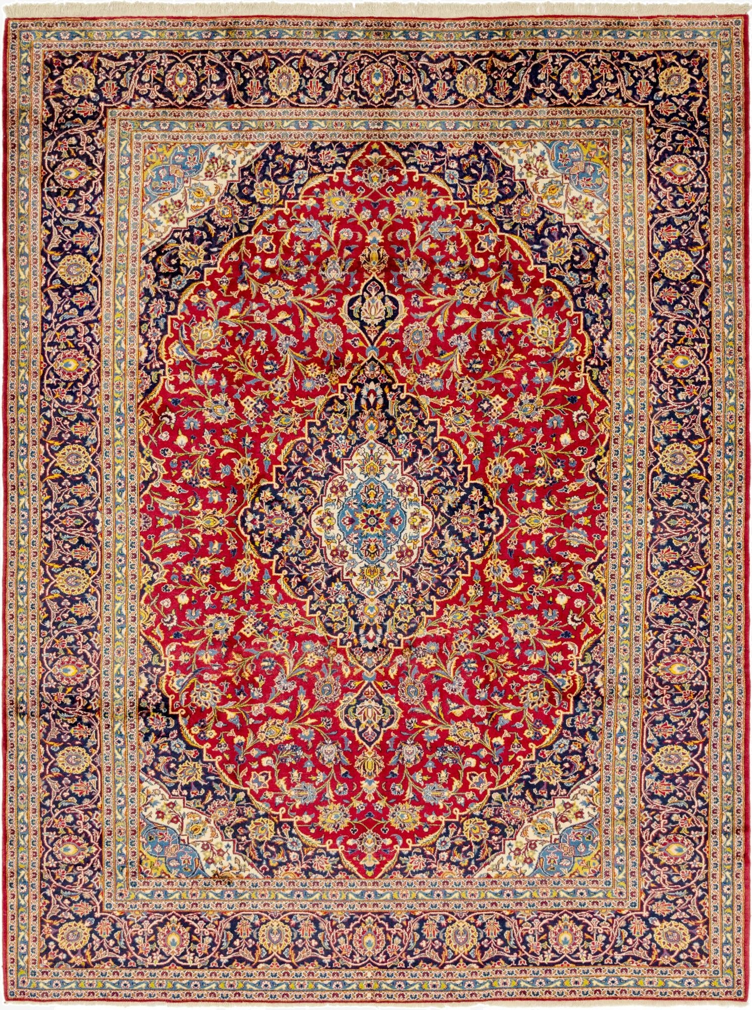  9' 10 x 13' 2  Hand Knotted Kashan Persian Wool Rug