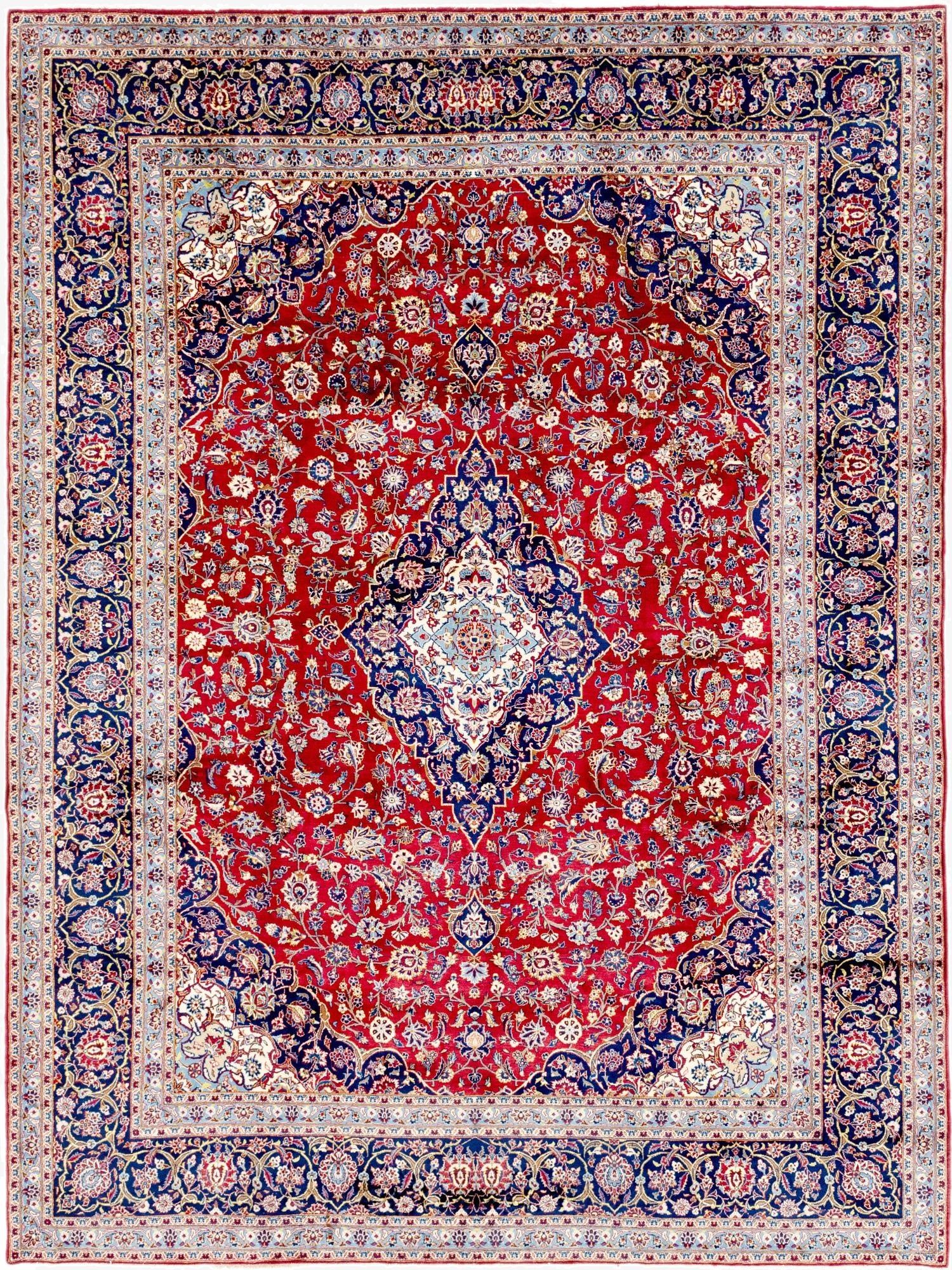  9' 9 x 13' 2  Hand Knotted Kashan Persian Wool Rug