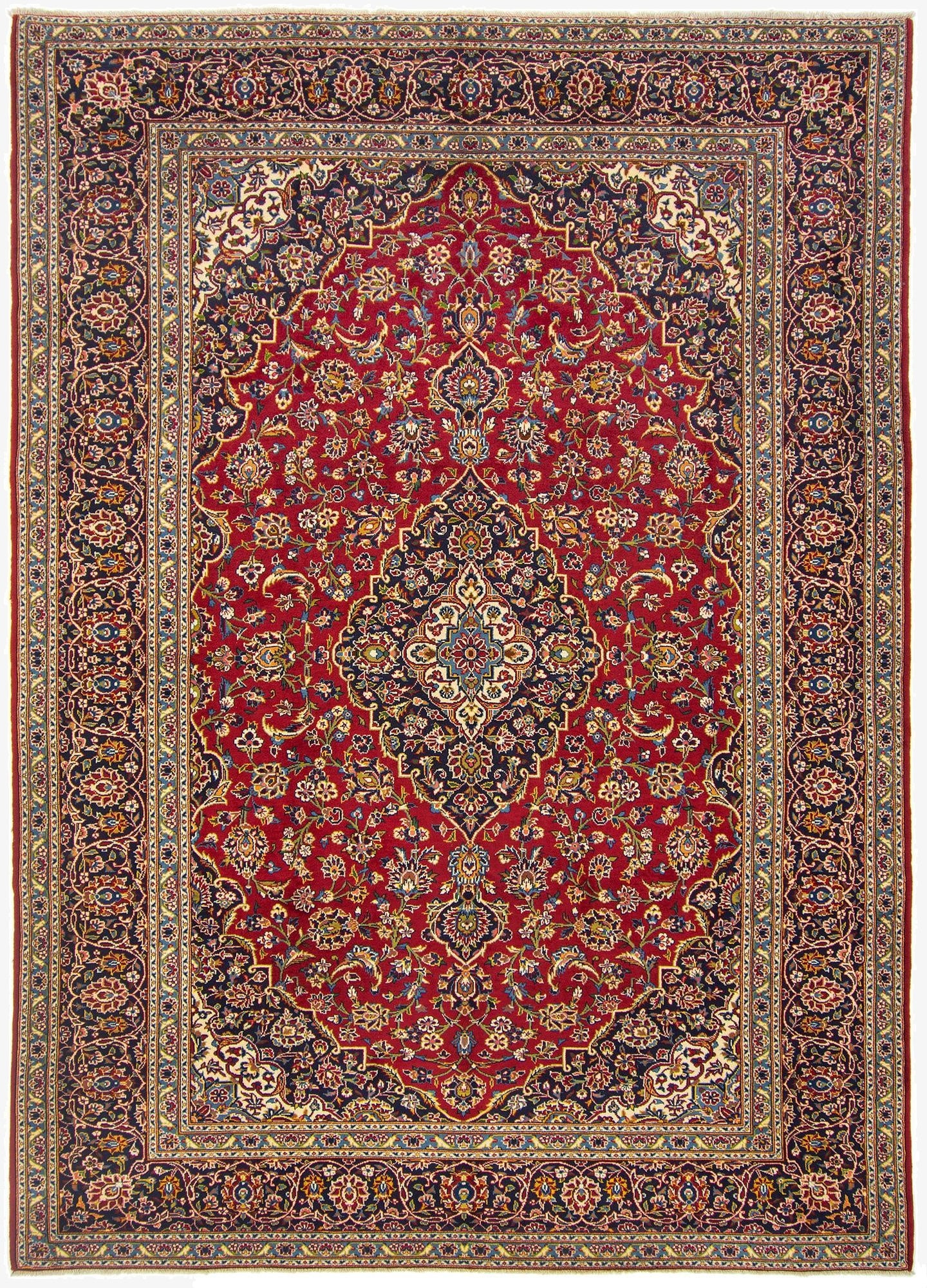  8' 1 x 11' 4  Hand Knotted Kashan Persian Rug