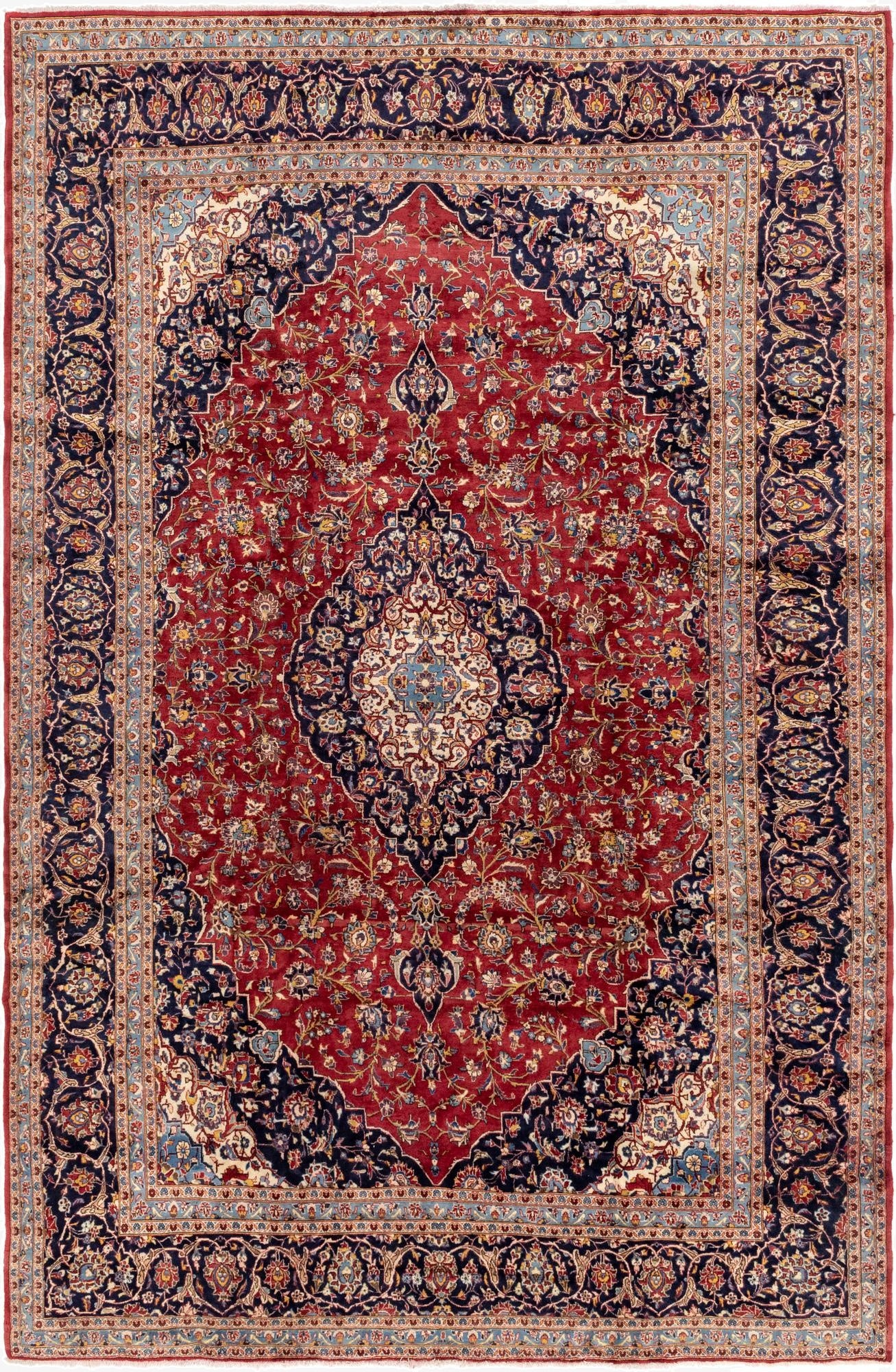  9' 9 x 15'  Hand Knotted Kashan Persian Wool Rug