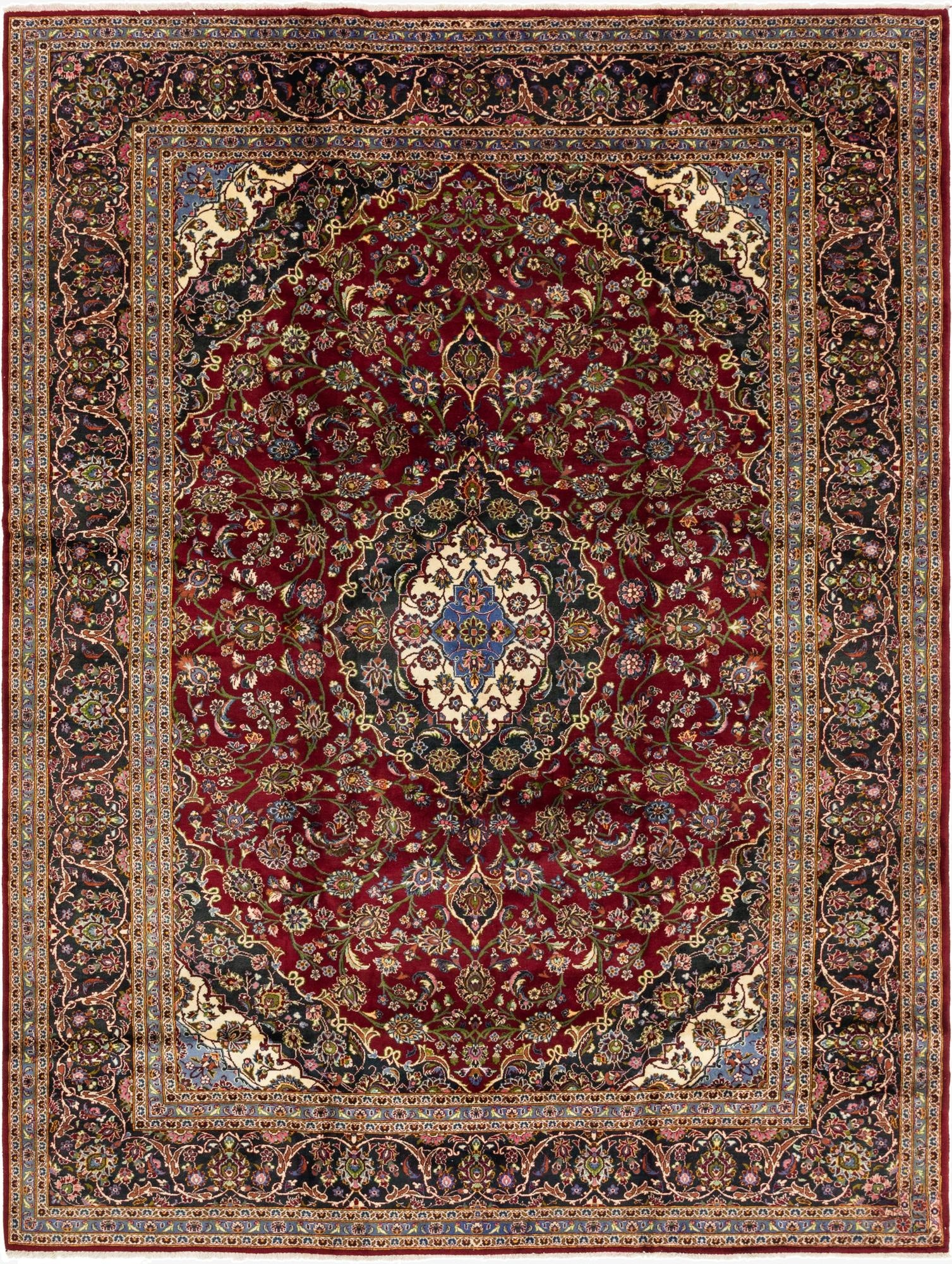  10' x 13' 5  Hand Knotted Kashan Persian Wool Rug