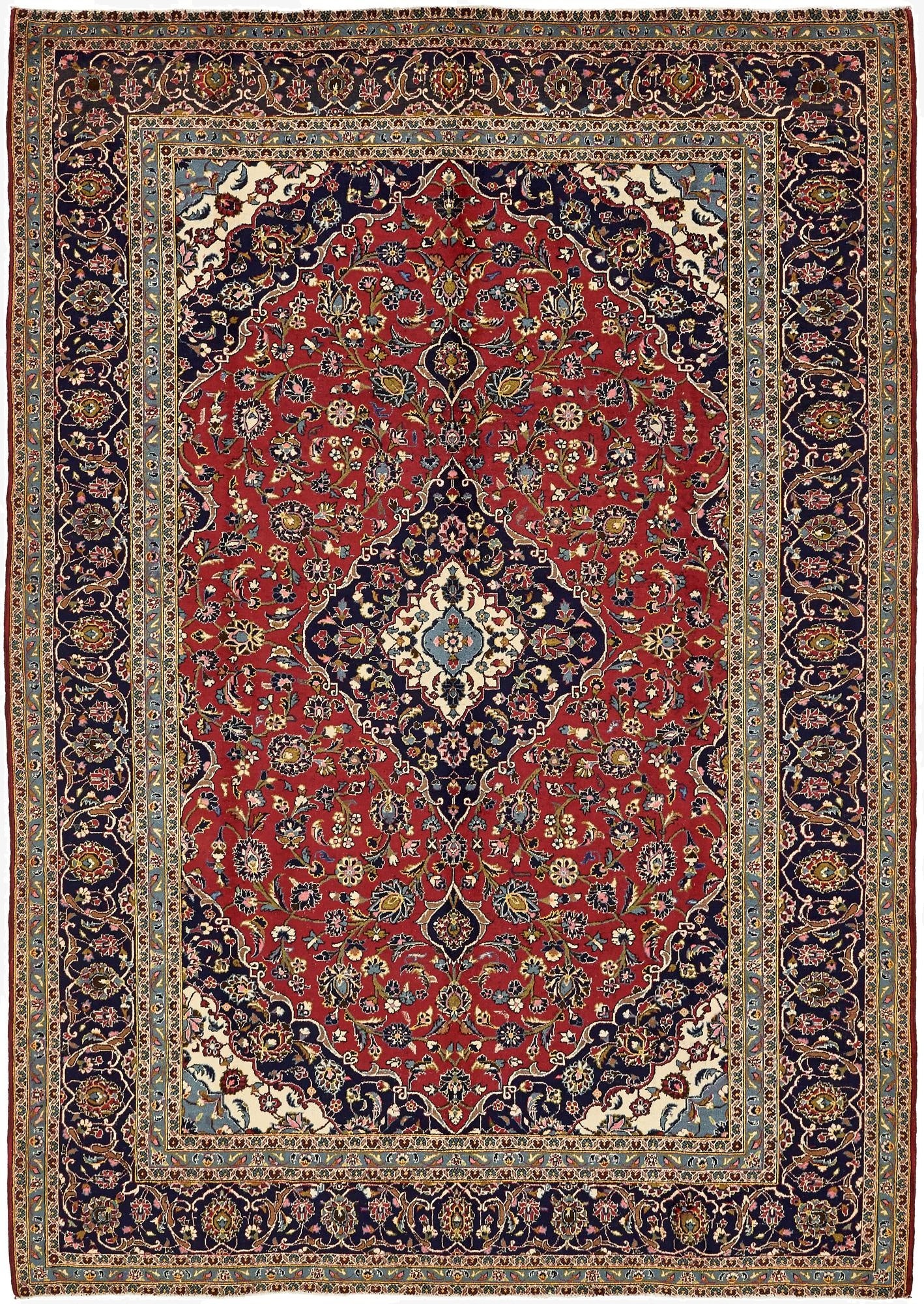  9' 6 x 13' 4  Hand Knotted Kashan Persian Wool Rug