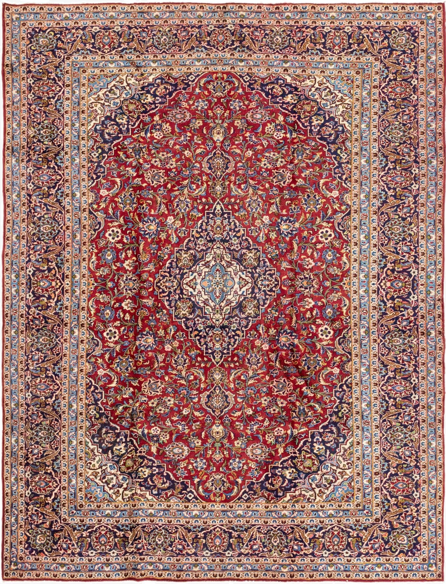  9' 8 x 12' 7  Hand Knotted Kashan Persian Wool Rug