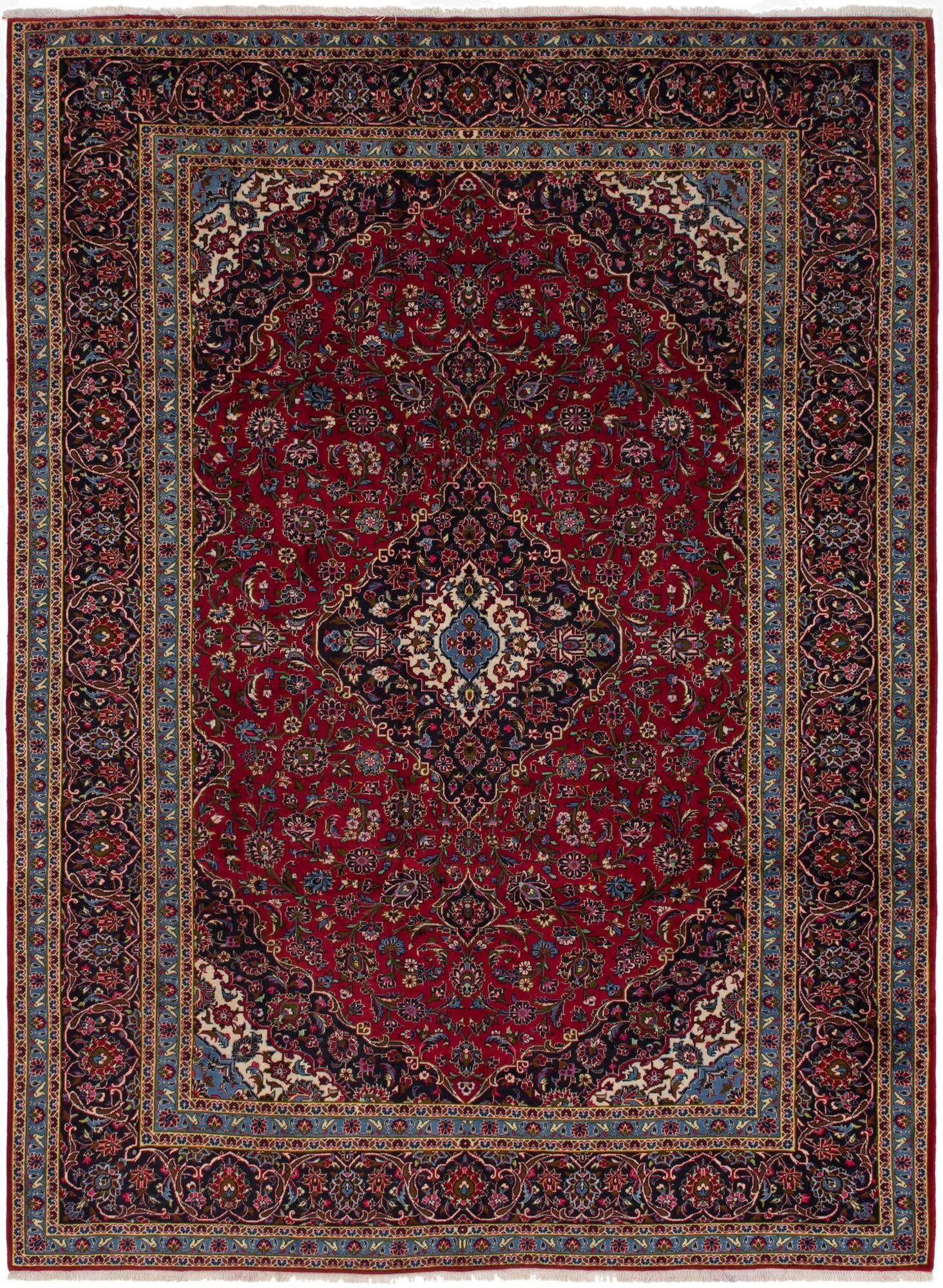  9' 9 x 13' 3  Hand Knotted Kashan Persian Wool Rug