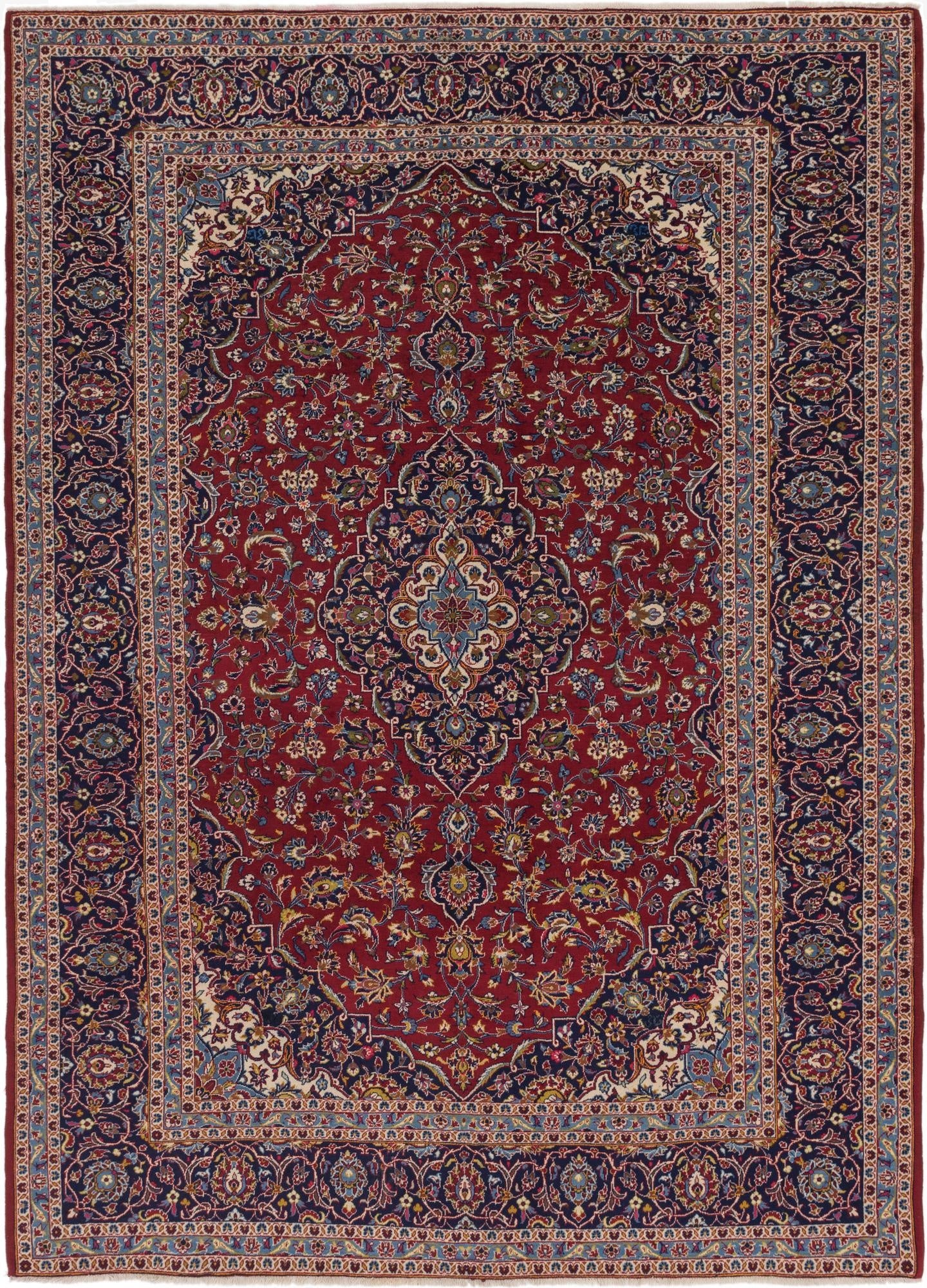  9' 9 x 13' 4  Hand Knotted Kashan Persian Wool Rug