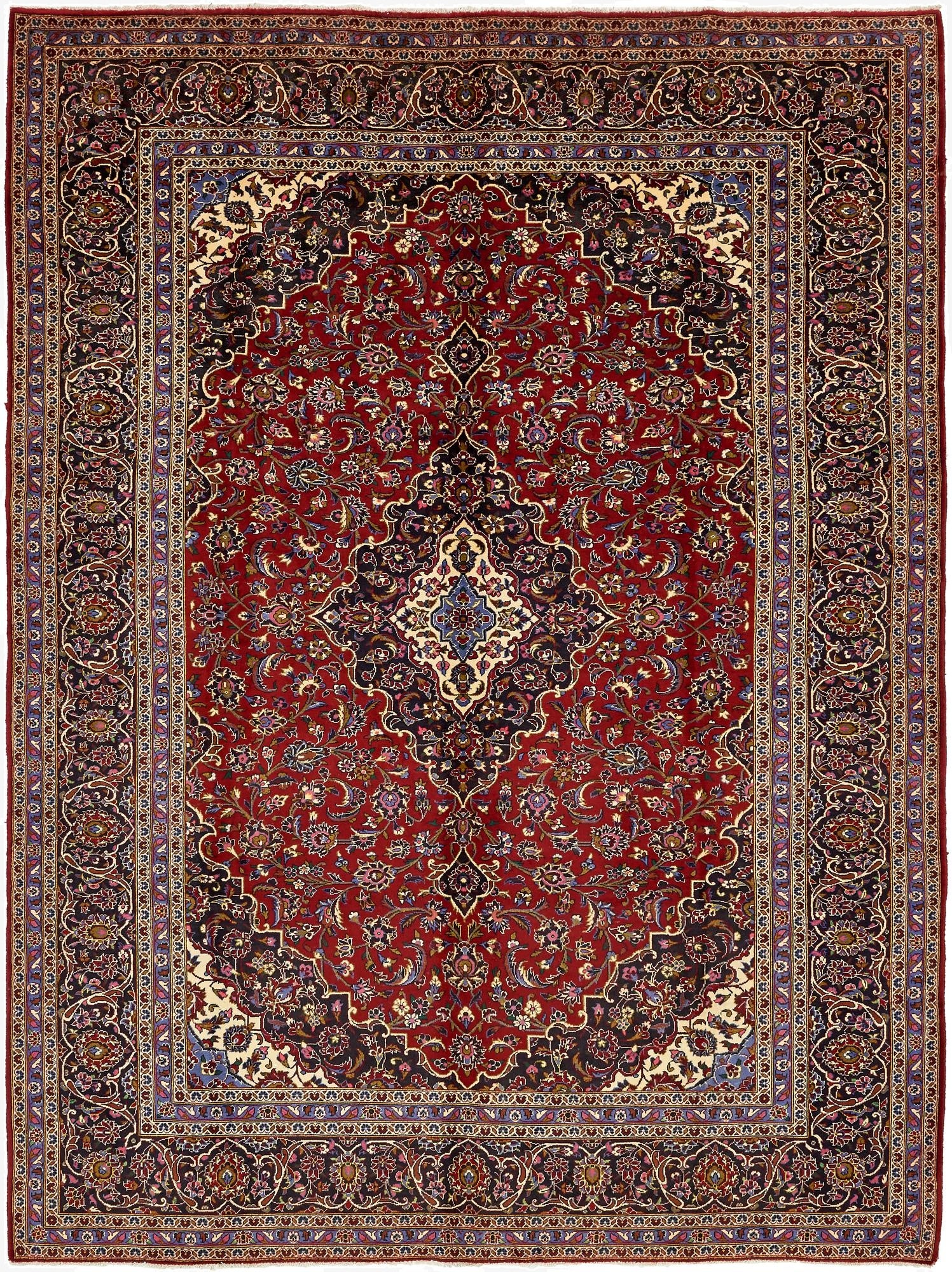  9' 10 x 13' 5  Hand Knotted Kashan Persian Wool Rug
