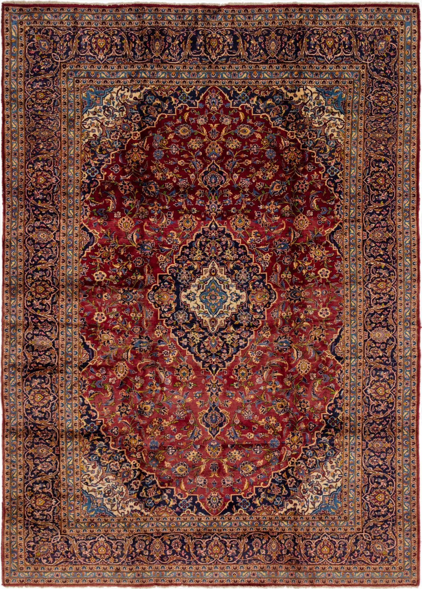  9' 9 x 13'  Hand Knotted Kashan Persian Wool Rug
