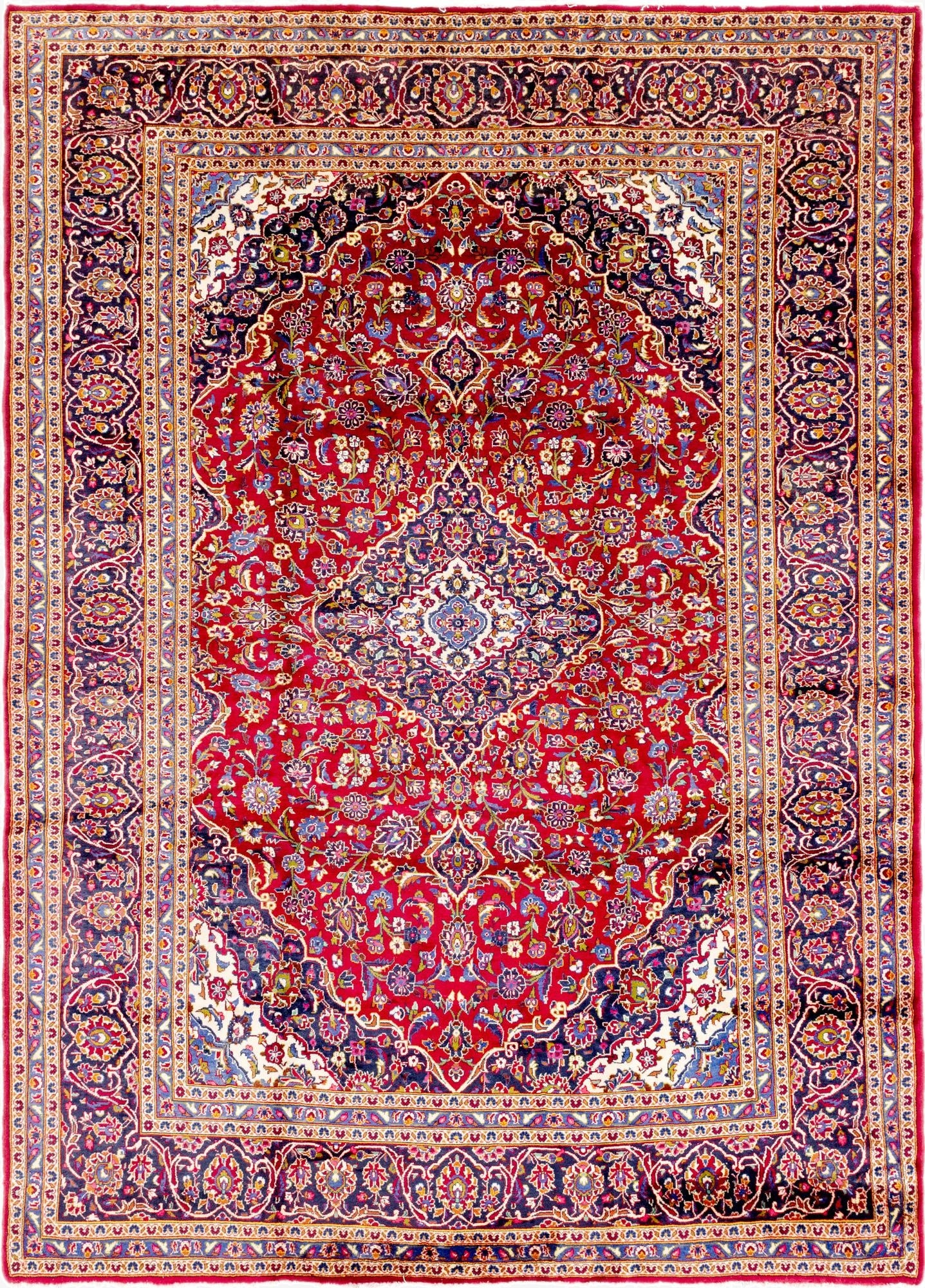 9' 6 x 13' 4  Hand Knotted Kashan Persian Wool Rug