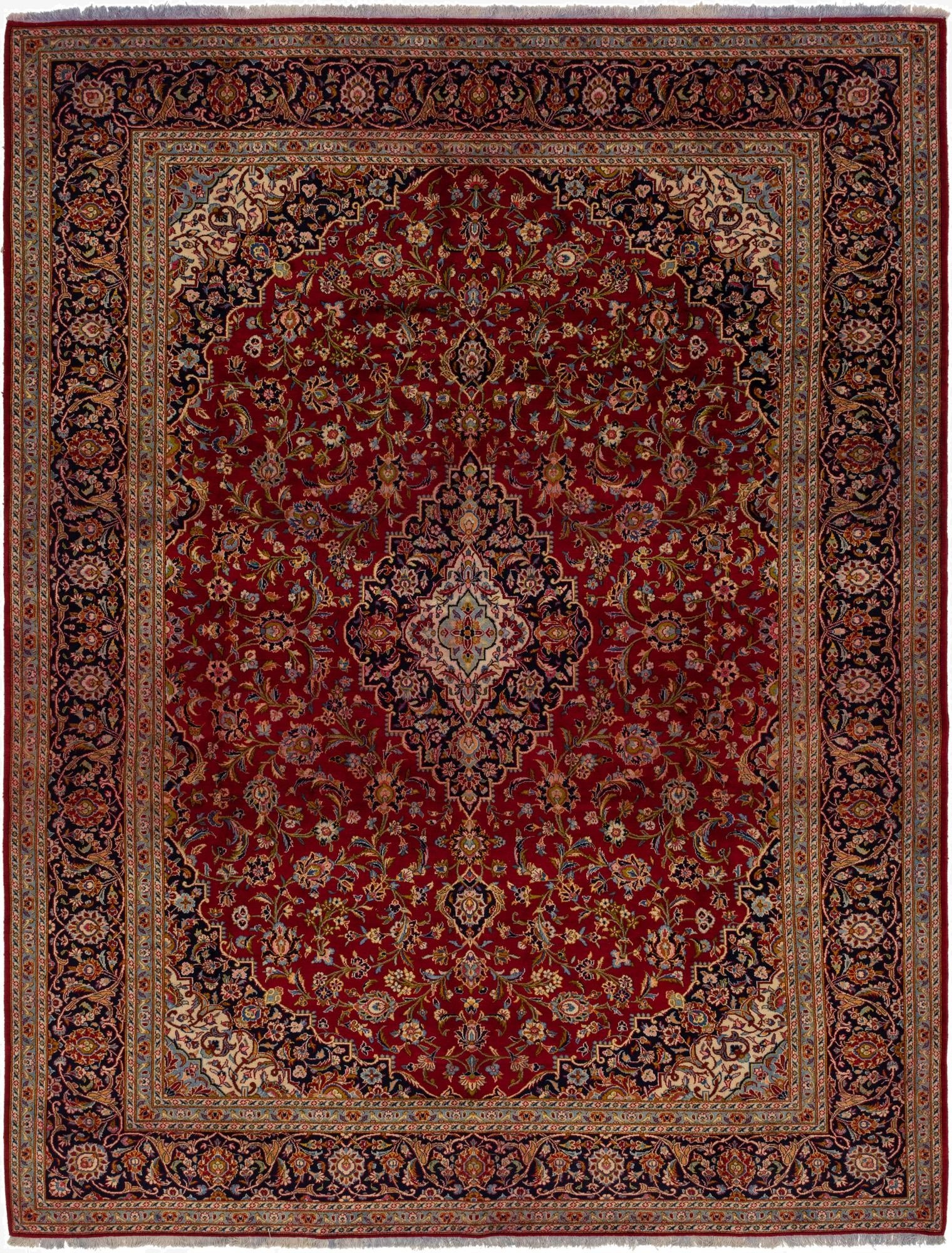  10' x 13'  Hand Knotted Kashan Persian Wool Rug
