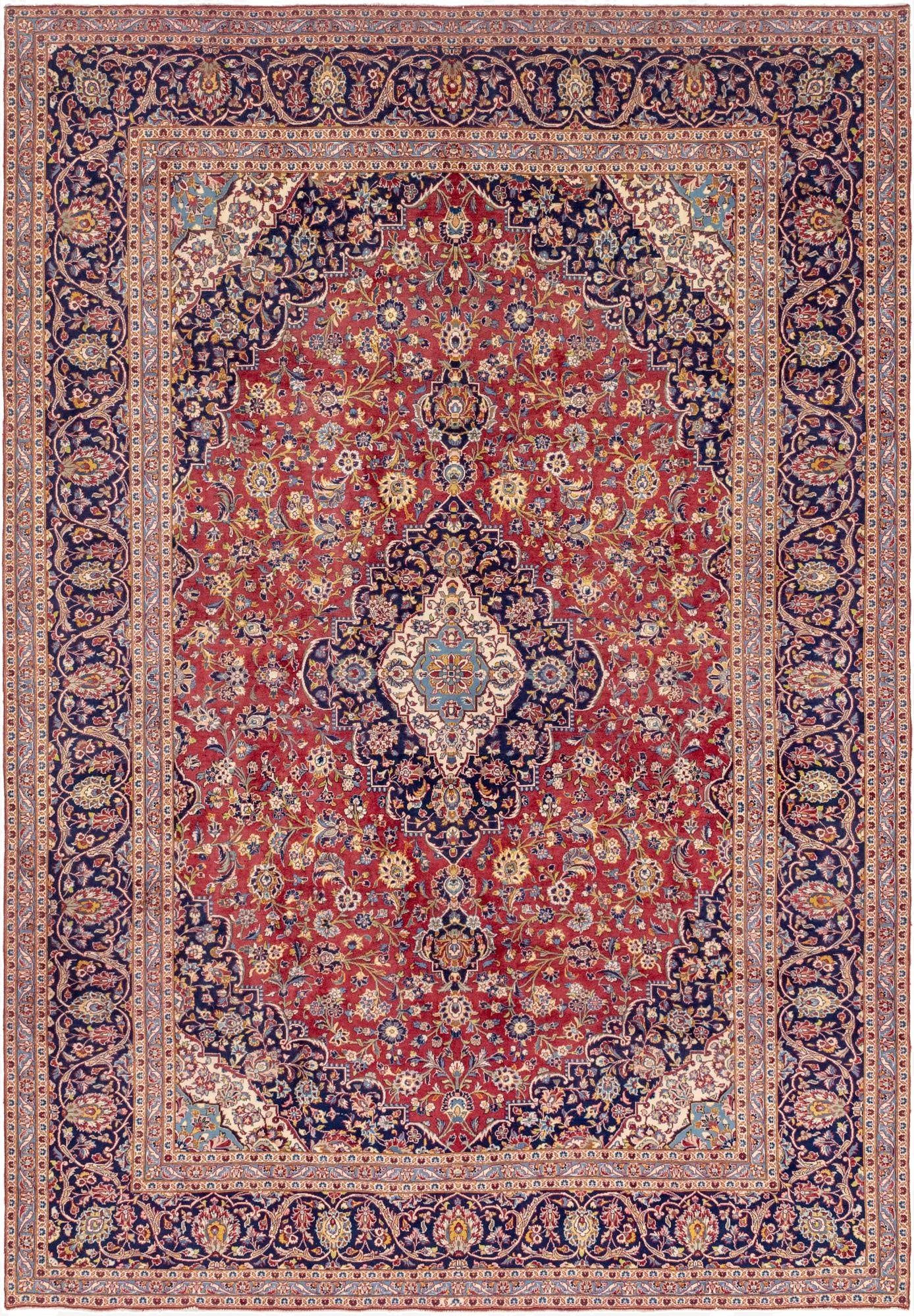  9' 9 x 13' 10  Hand Knotted Kashan Persian Wool Rug