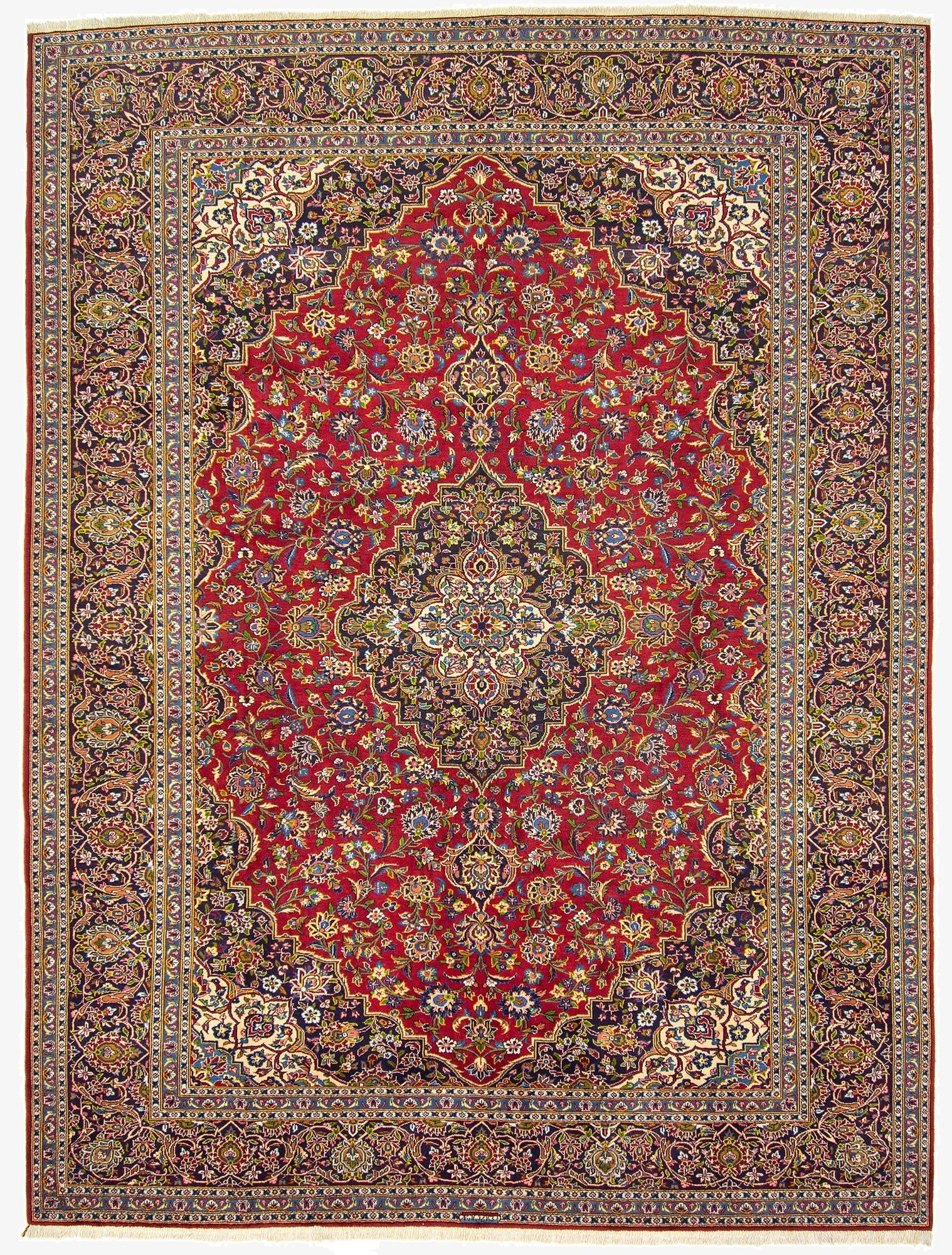  10' x 13' 1  Hand Knotted Kashan Persian Wool Rug