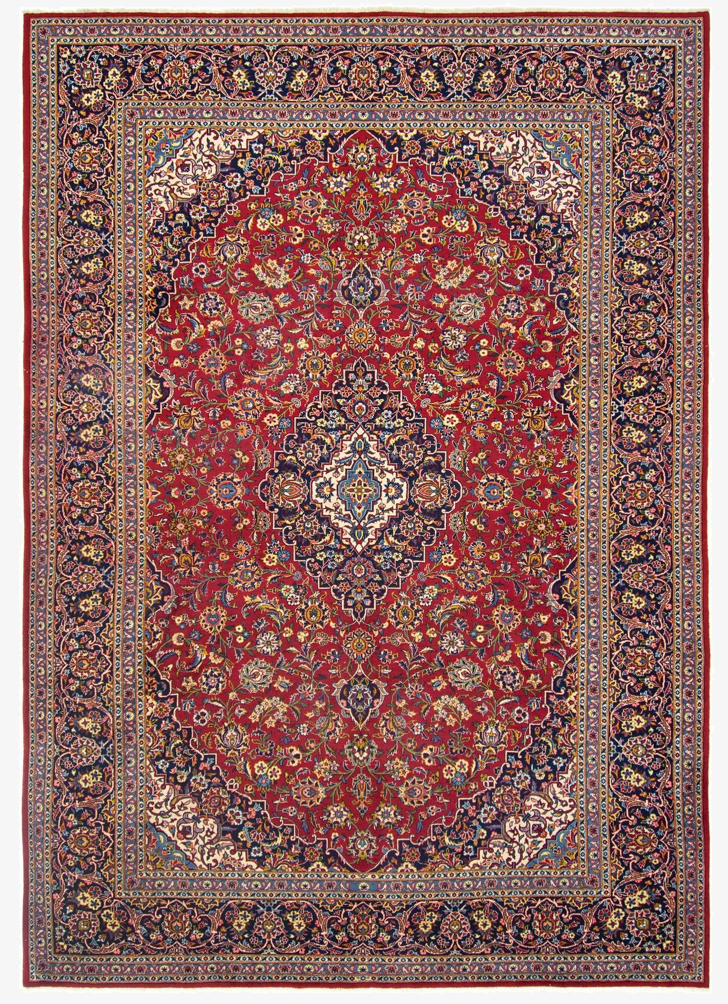  8' 11 x 12' 10  Hand Knotted Kashan Persian Rug