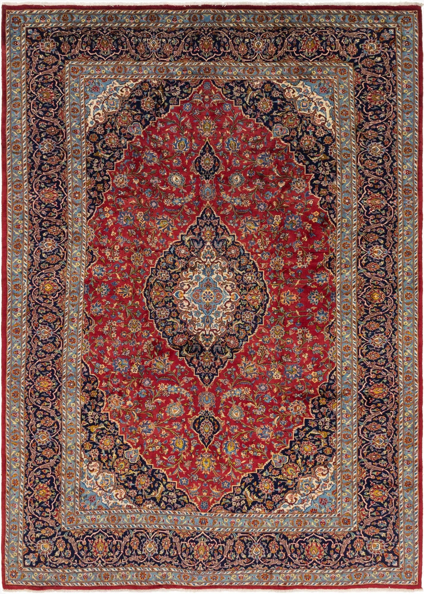  9' 6 x 13' 5  Hand Knotted Kashan Persian Wool Rug