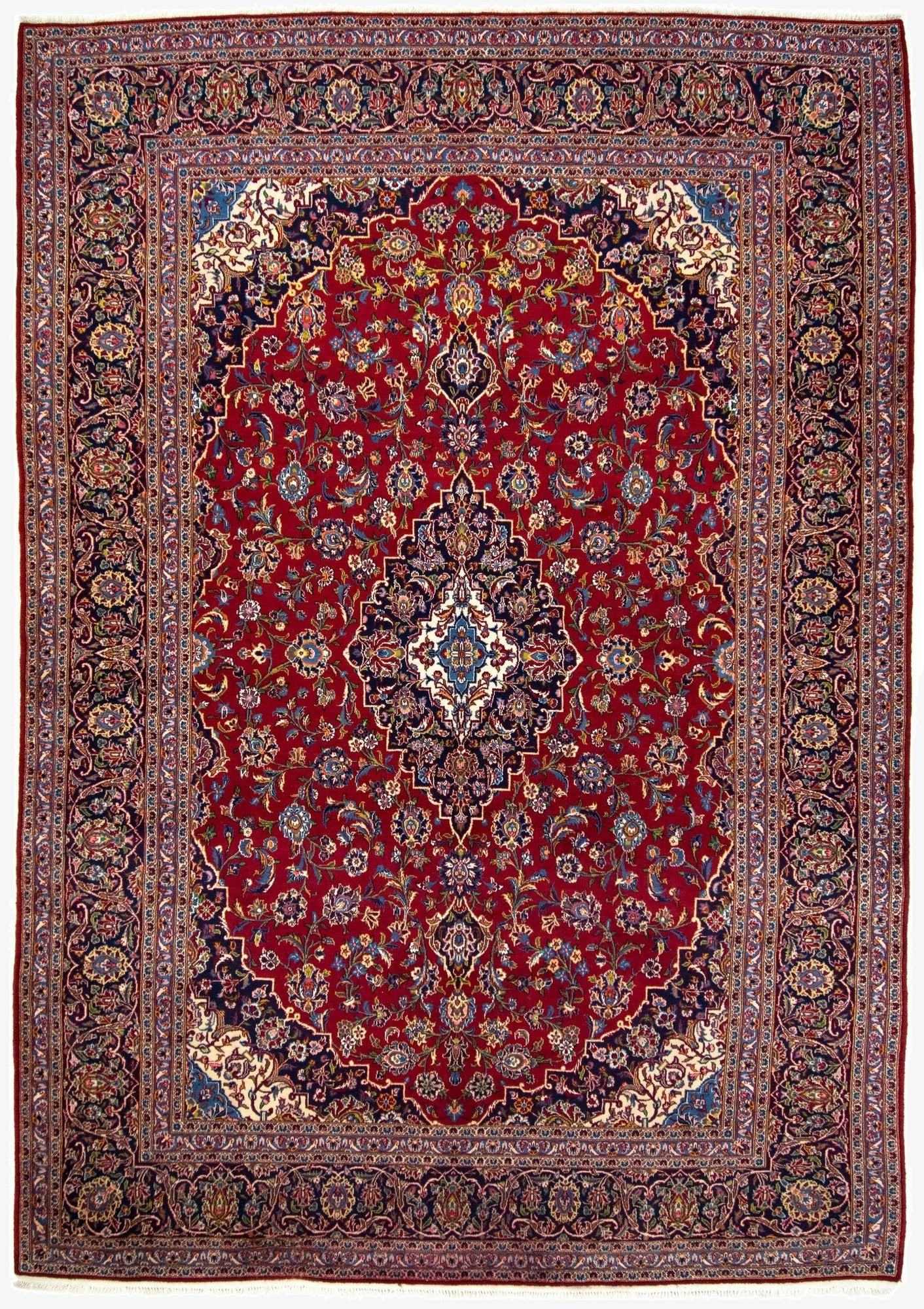  9' 9 x 14' 1  Hand Knotted Kashan Persian Wool Rug
