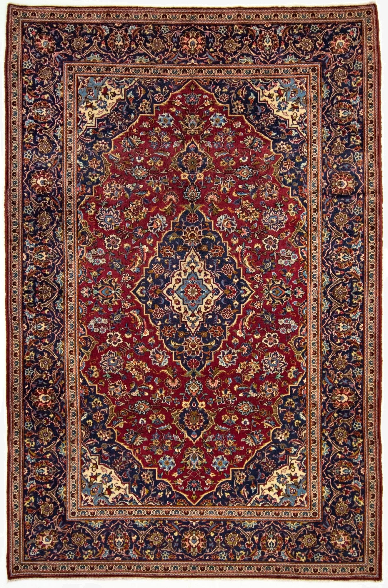  6' 5 x 10' 6  Hand Knotted Kashan Persian Wool Rug