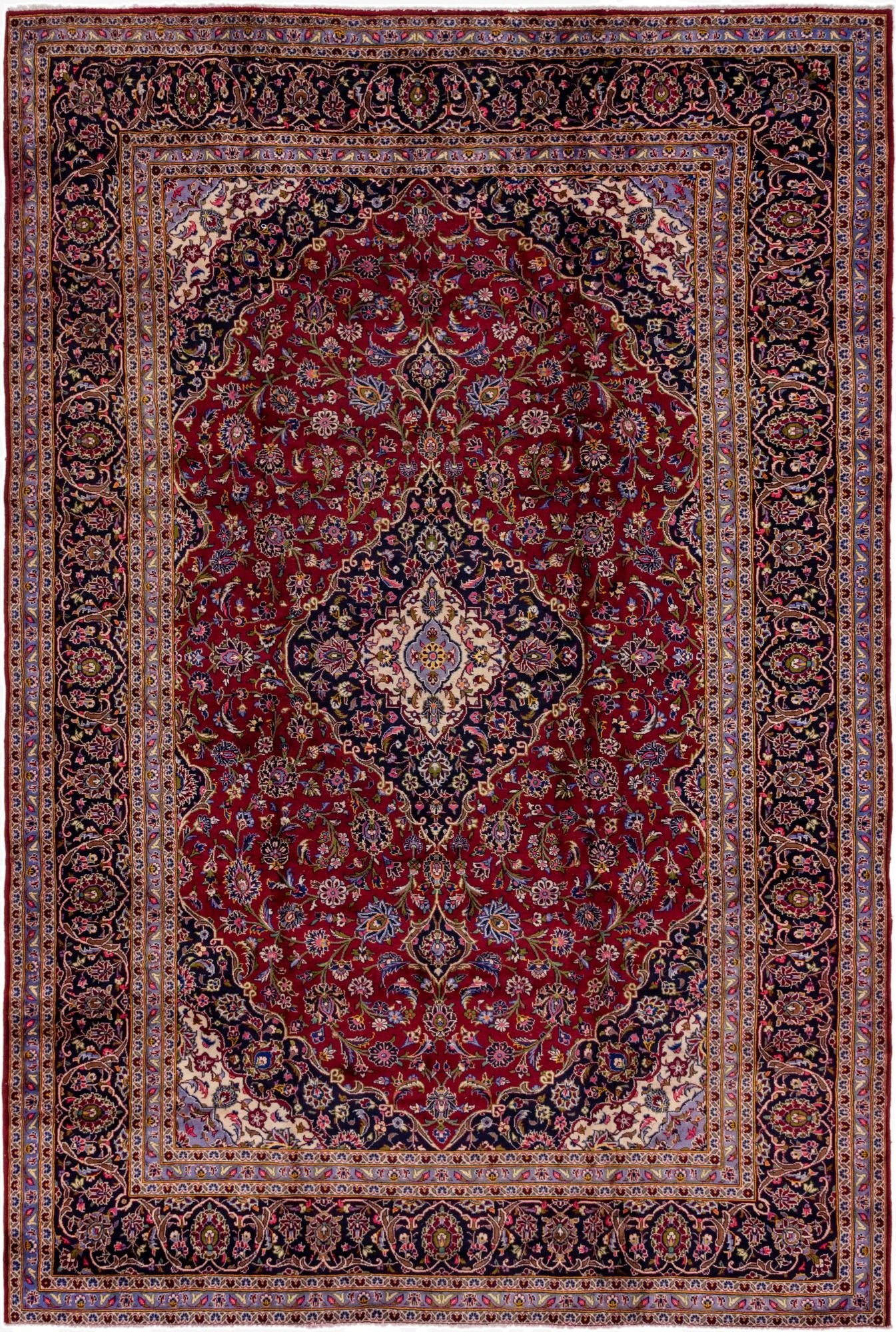  9' 9 x 14' 2  Hand Knotted Kashan Persian Wool Rug