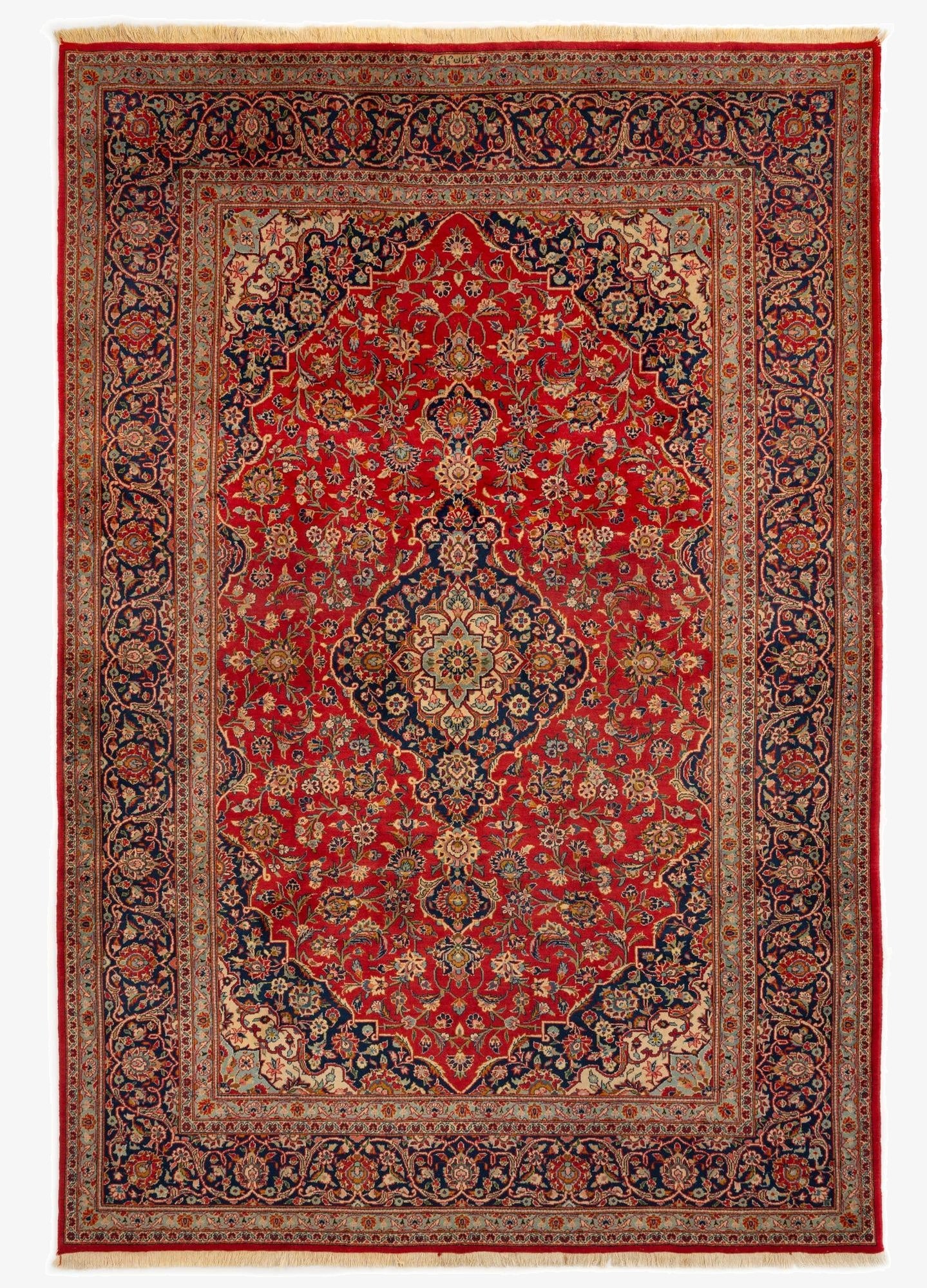  7' 9 x 11'  Hand Knotted Kashan Persian Wool Rug