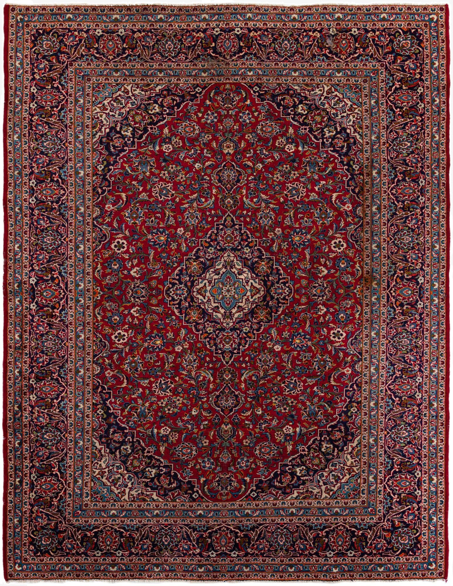  9' 9 x 12' 10  Hand Knotted Kashan Persian Wool Rug