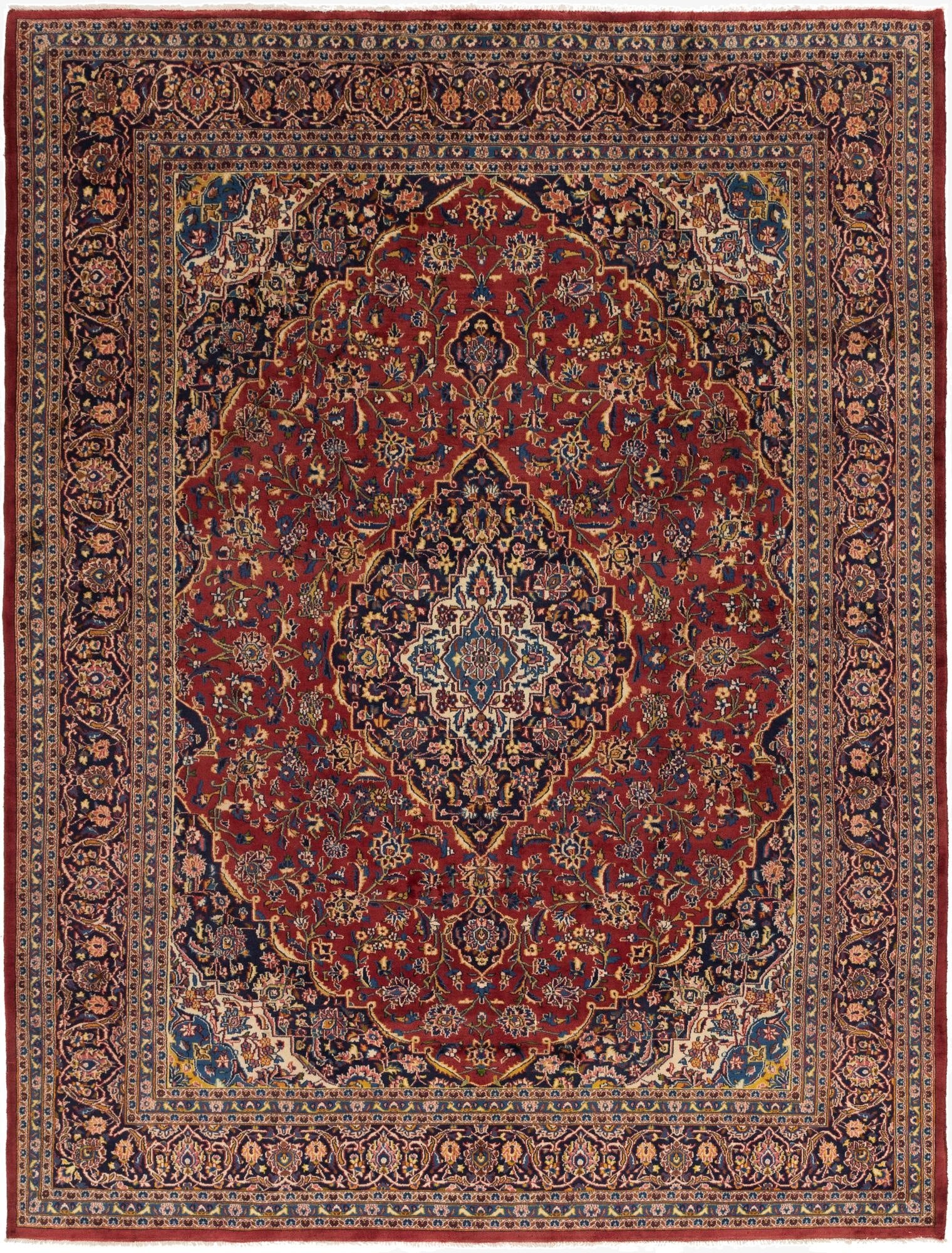  9' 10 x 12' 8  Hand Knotted Kashan Persian Wool Rug
