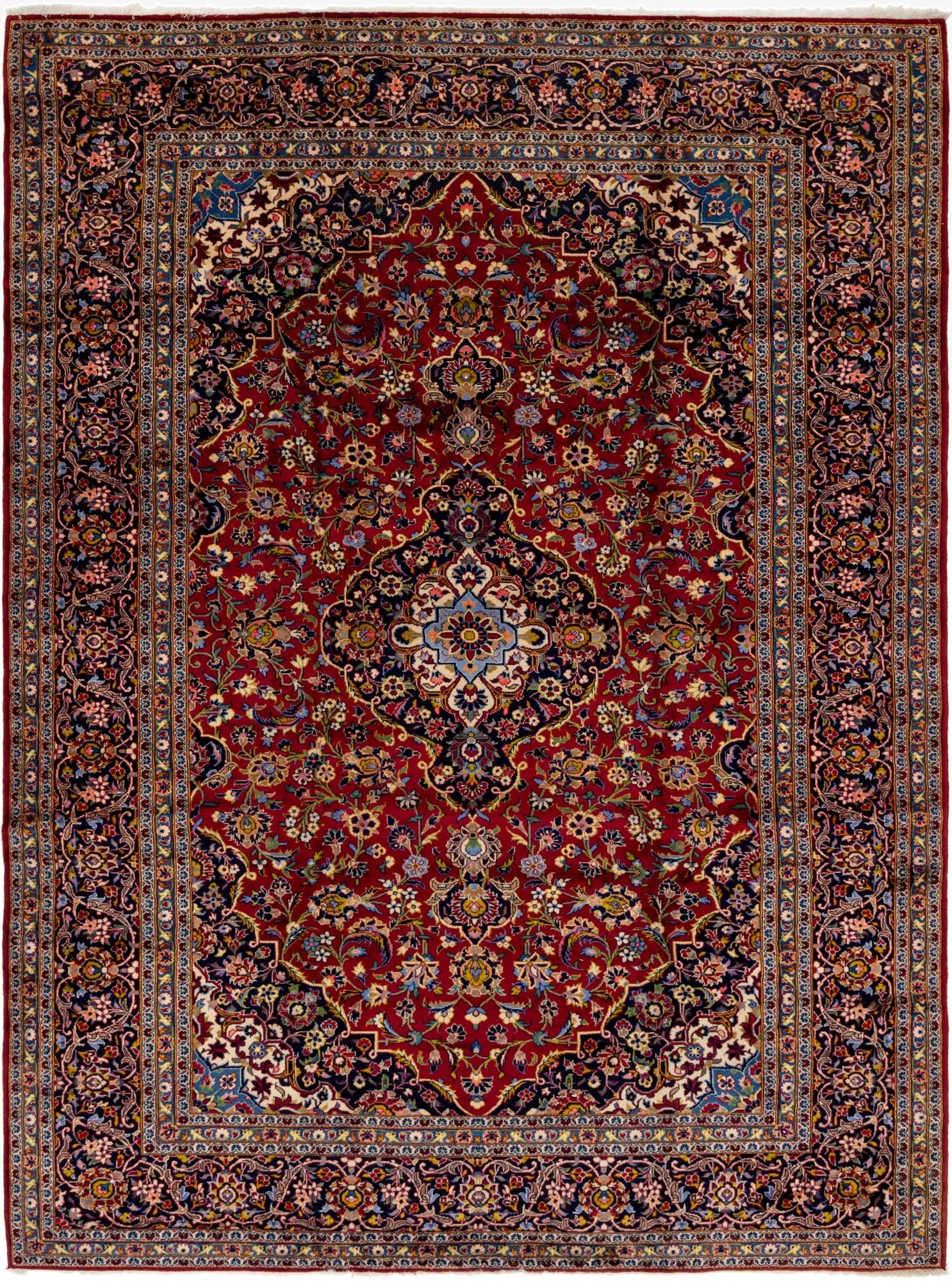  9' 7 x 13'  Hand Knotted Kashan Persian Wool Rug
