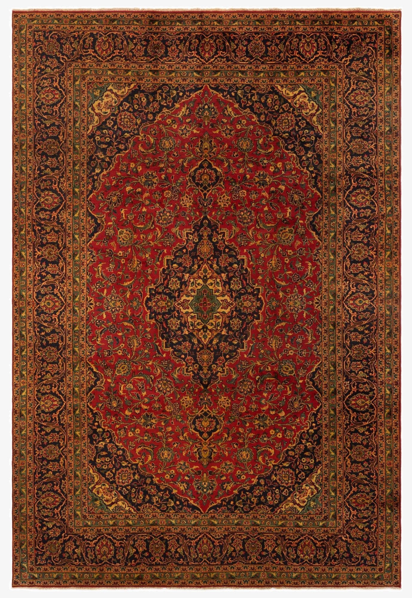  8' 1 x 11' 11  Hand Knotted Kashan Persian Wool Rug