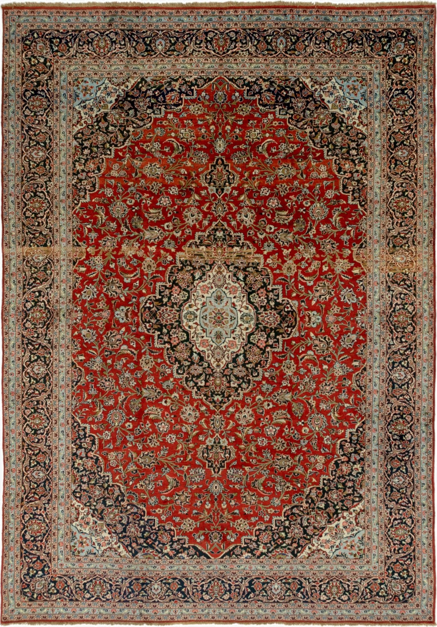  9' 7 x 13' 8  Hand Knotted Kashan Persian Wool Rug