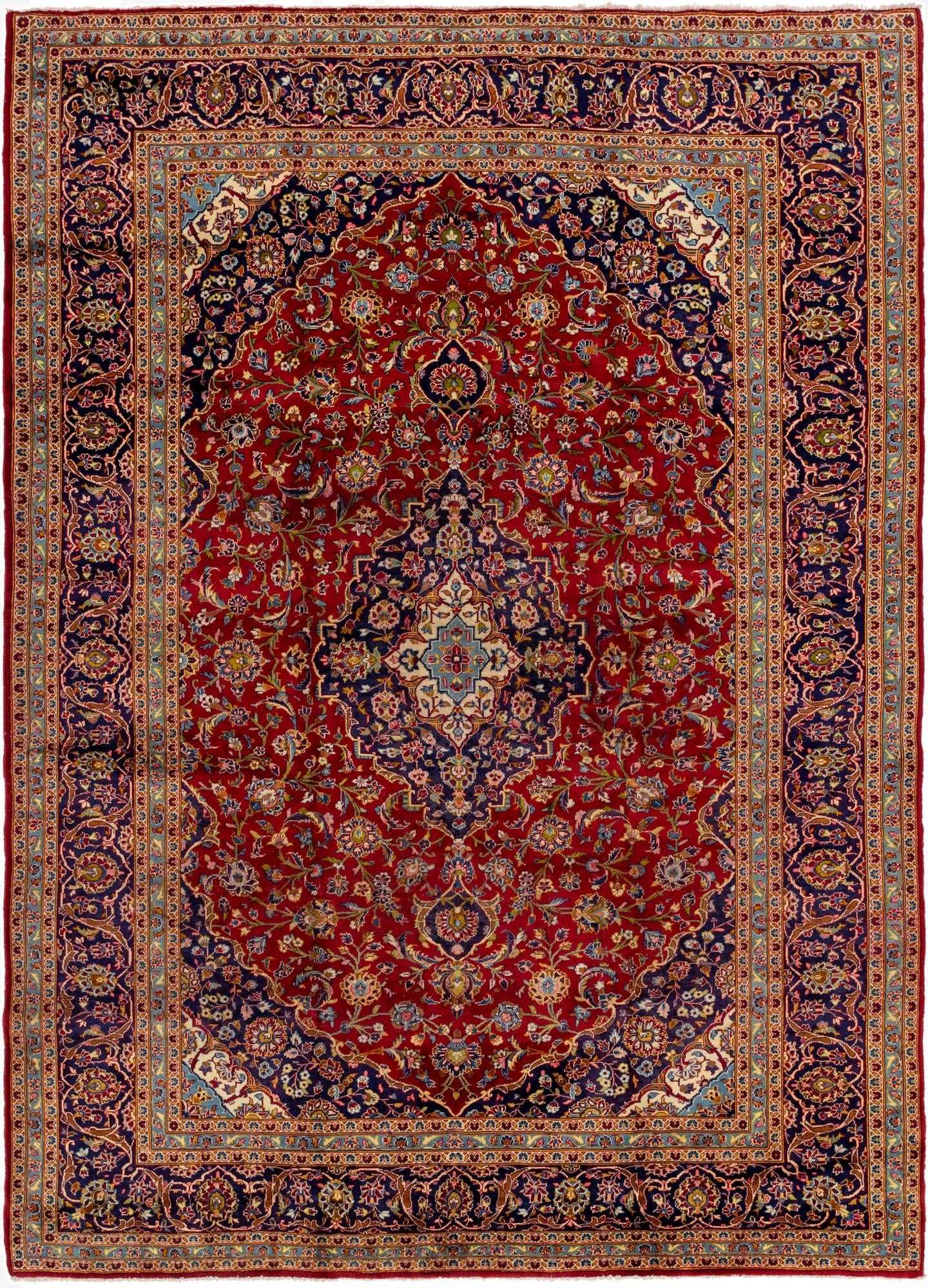  9' 8 x 13' 2  Hand Knotted Kashan Persian Wool Rug