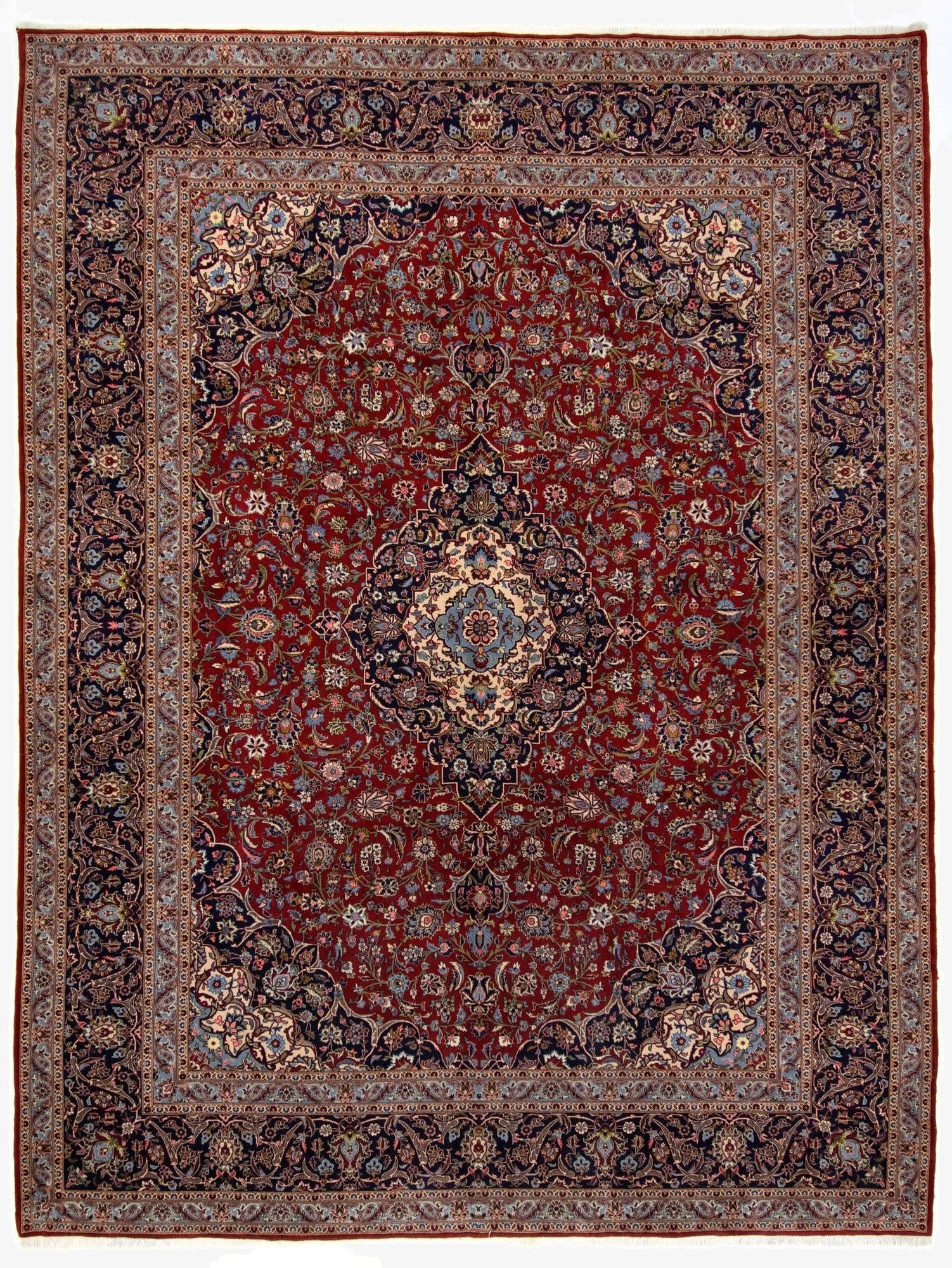  9' 10 x 13' 2  Hand Knotted Kashan Persian Rug