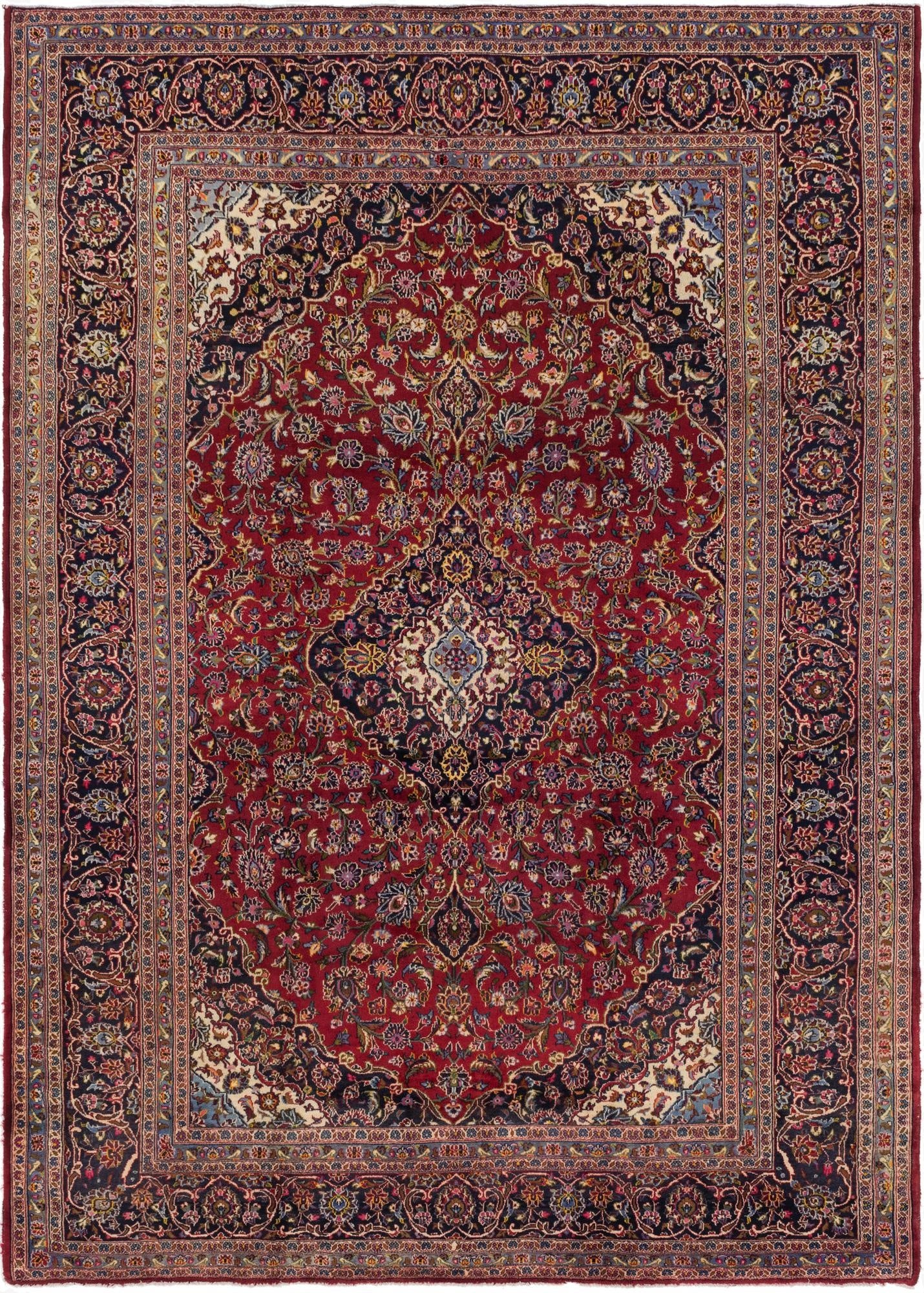  9' 6 x 13' 6  Hand Knotted Kashan Persian Wool Rug