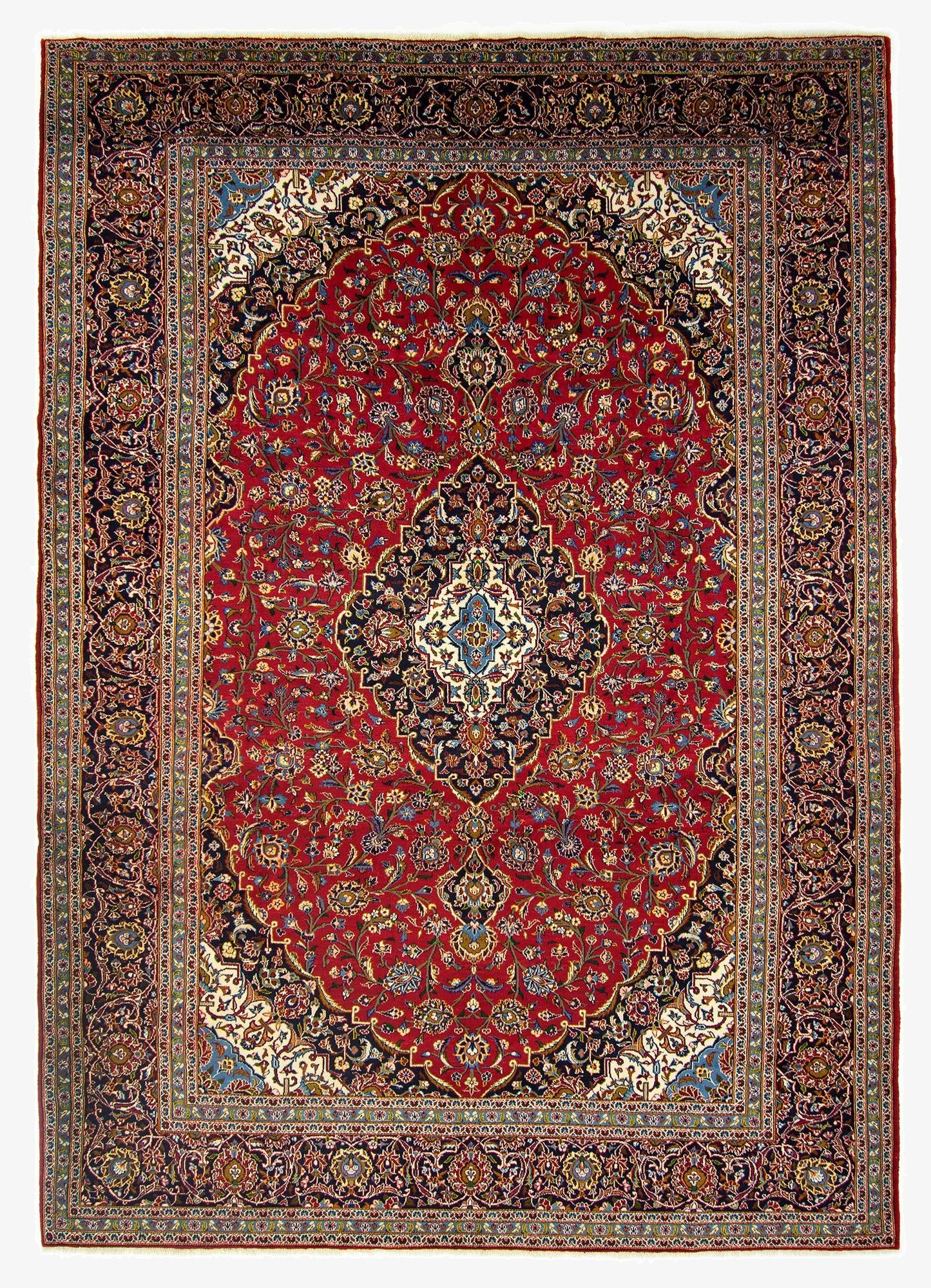  10' 1 x 14' 1  Hand Knotted Kashan Persian Wool Rug