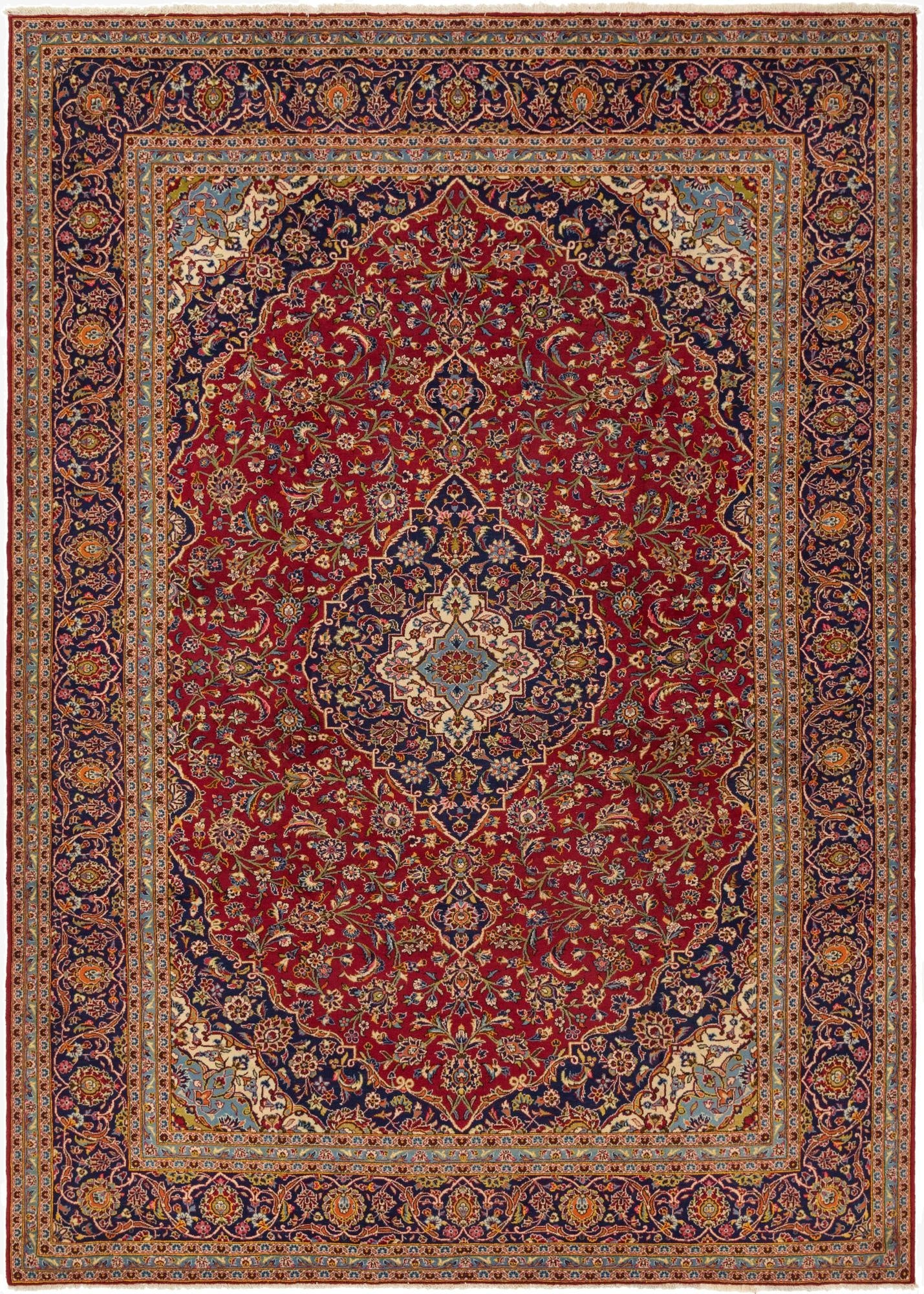  9' 8 x 13' 2  Hand Knotted Kashan Persian Wool Rug