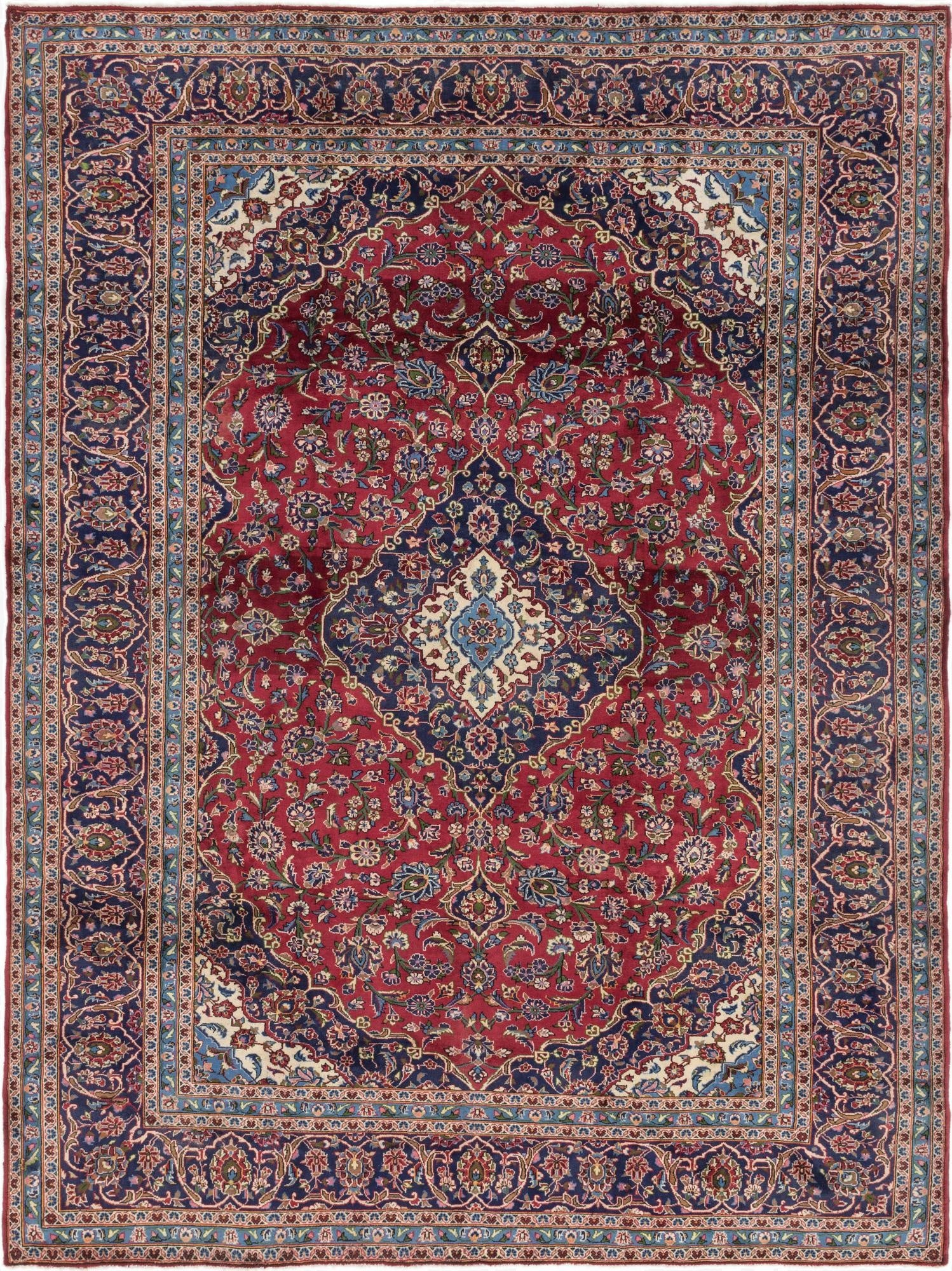  9' 10 x 12' 10  Hand Knotted Kashan Persian Wool Rug