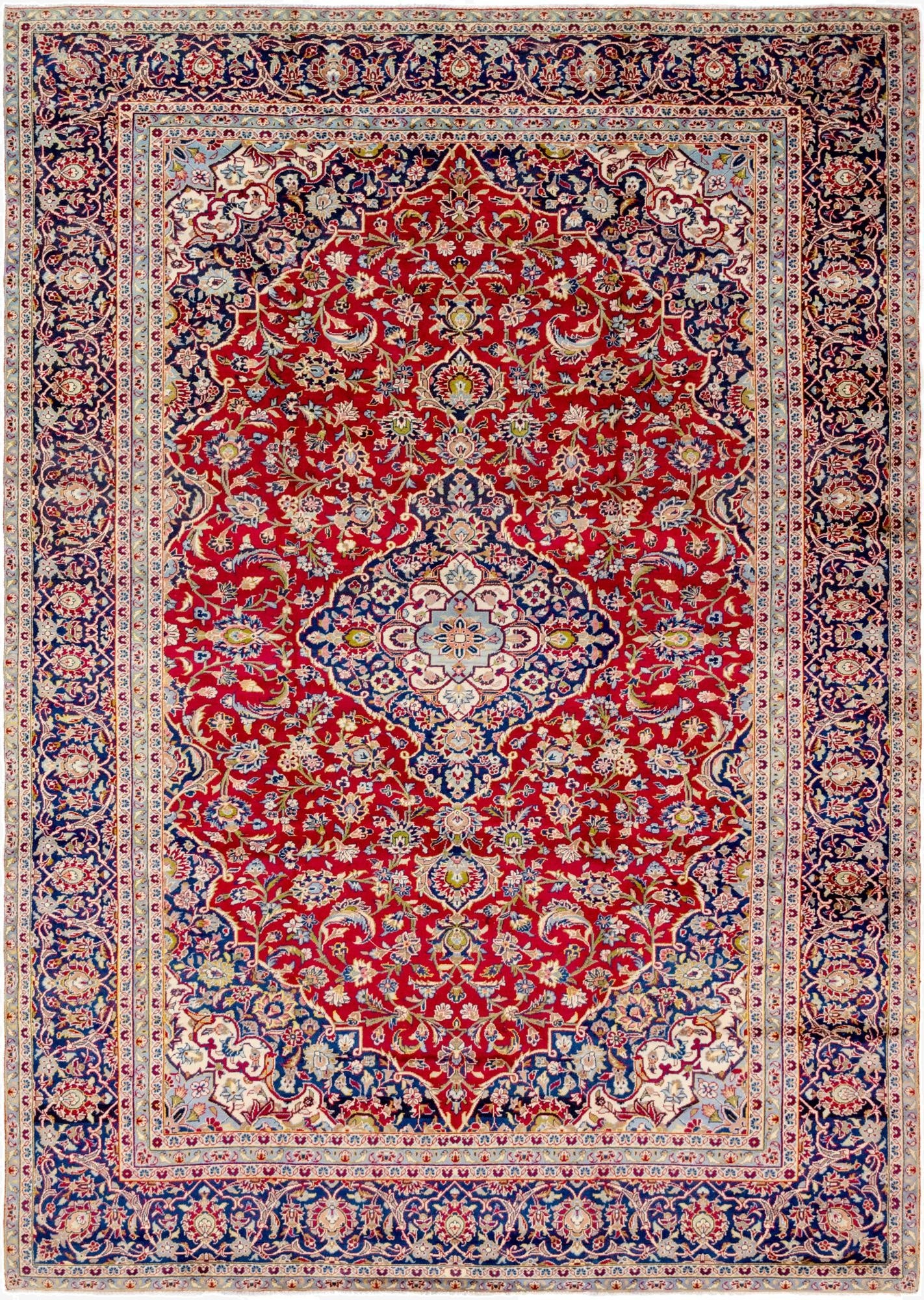  9' 2 x 13'  Hand Knotted Kashan Persian Wool Rug