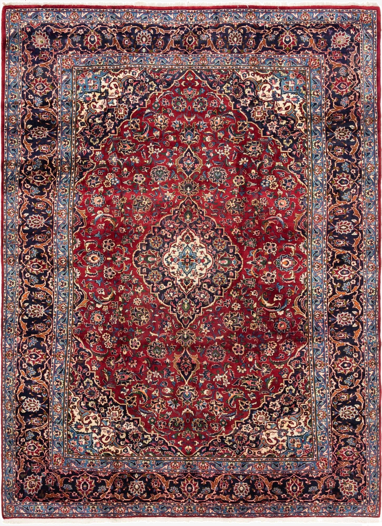  9' 6 x 12' 9  Hand Knotted Kashan Persian Wool Rug