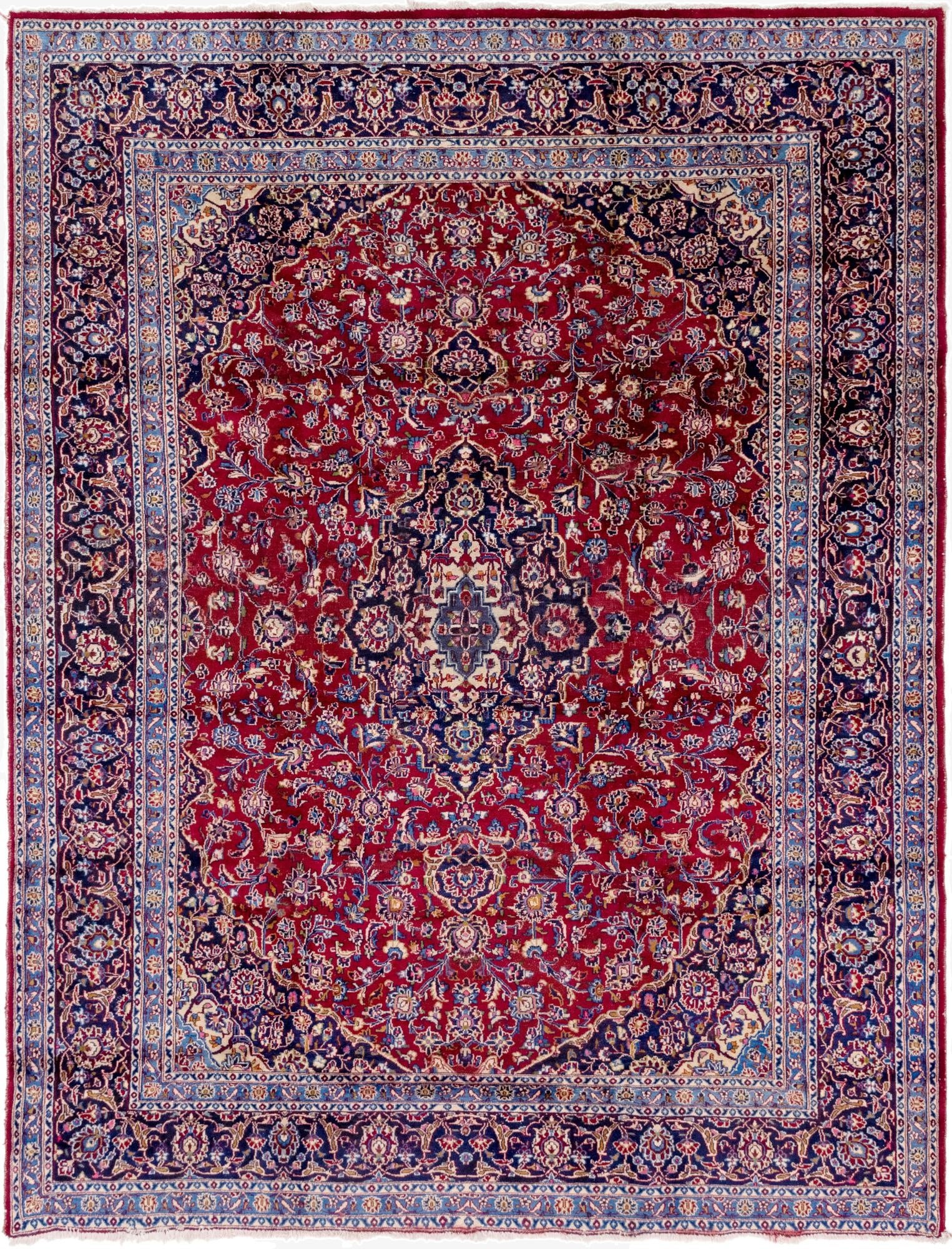  9' 10 x 12' 9  Hand Knotted Kashan Persian Wool Rug