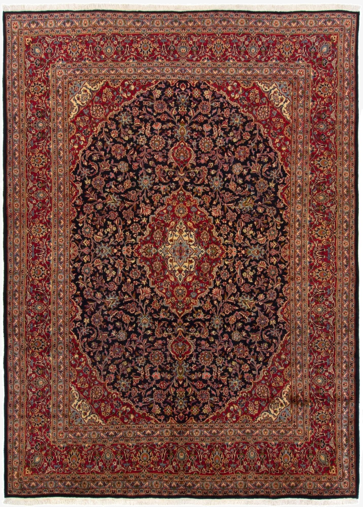  9' 7 x 13' 2  Hand Knotted Kashan Persian Rug