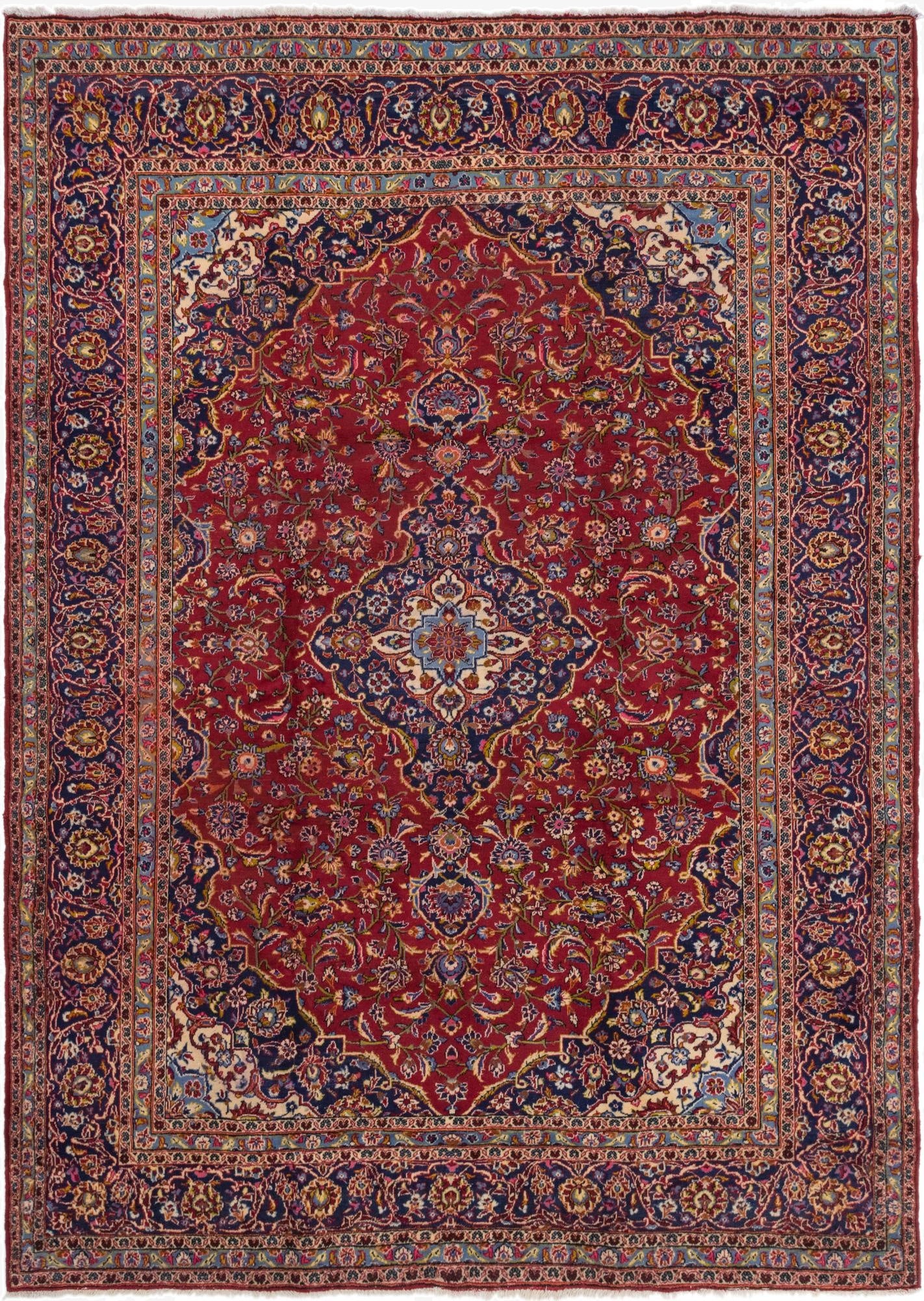  9' 7 x 13' 3  Hand Knotted Kashan Persian Wool Rug