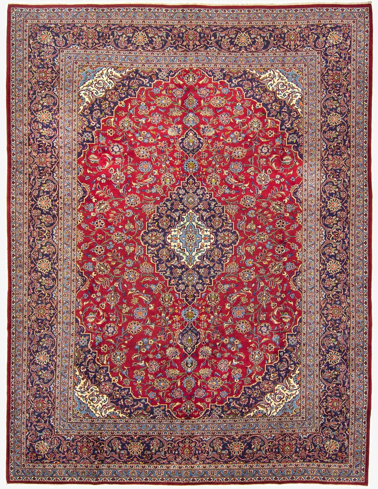  10' 6 x 13' 7  Hand Knotted Kashan Persian Rug