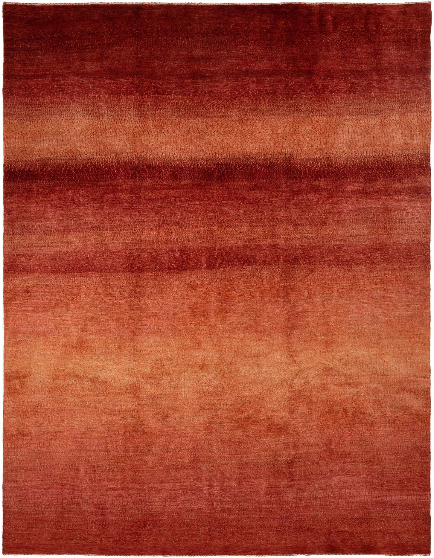 An 8x11 rectangular Kashkuli rug in varying shades of red, featuring a subtle Persian pattern and medium pile.