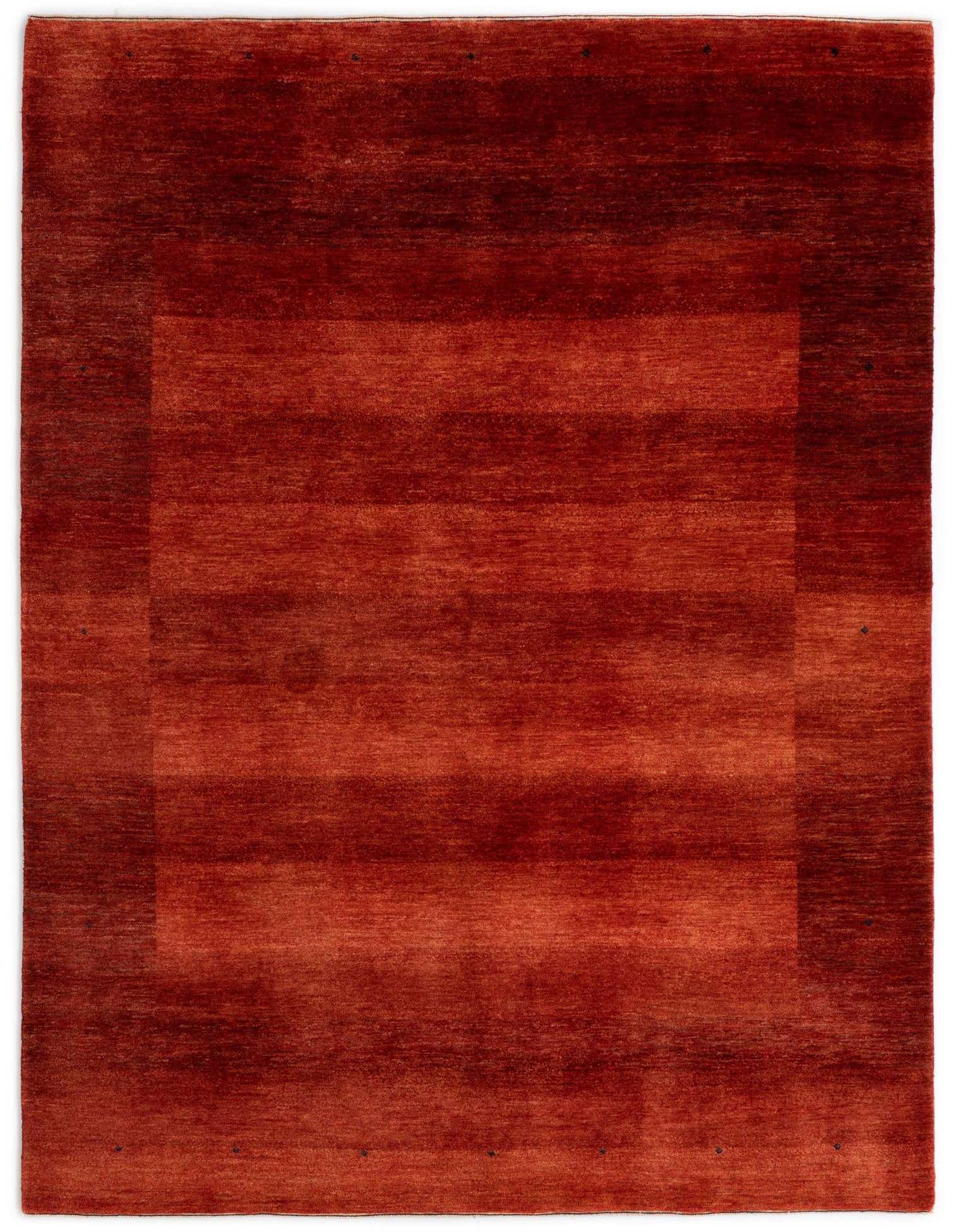 A 5x8 rectangular Kashkuli Persian wool rug in varying shades of red, featuring a subtle border design.