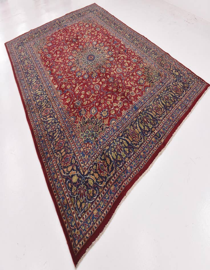 Detail image of  9' 7 x 13'  Hand Knotted Kashmar Persian Wool Rug