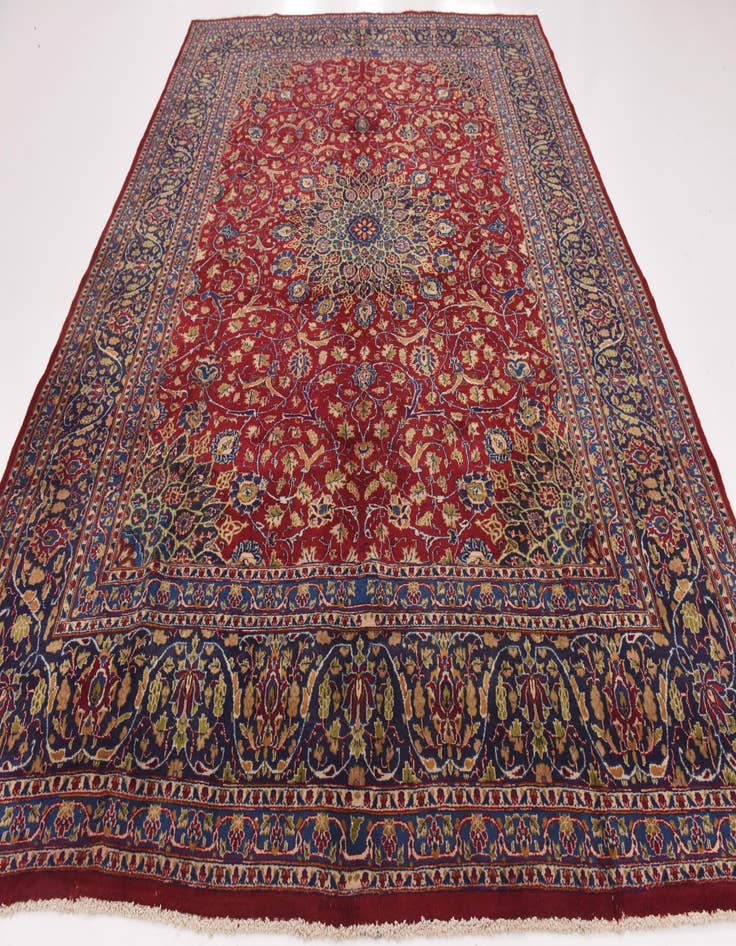 Detail image of  9' 7 x 13'  Hand Knotted Kashmar Persian Wool Rug