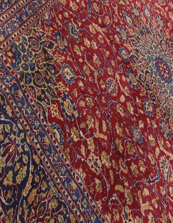 Detail image of  9' 7 x 13'  Hand Knotted Kashmar Persian Wool Rug