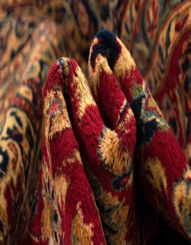 Detail image of  9' 7 x 13'  Hand Knotted Kashmar Persian Rug